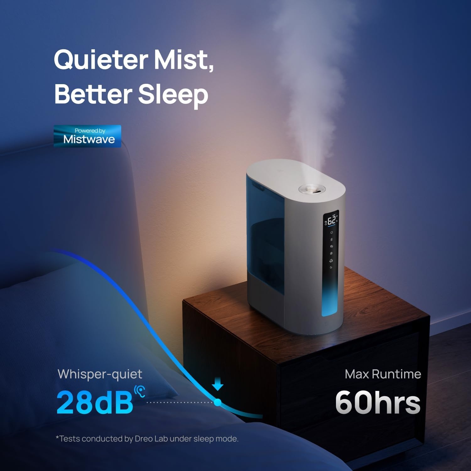 image:imageDREO 6L Smart Humidifiers for Bedroom Warm amp Cool Mist for Large Room 60Hour Quiet Runtime 500MLH Output Smart Humidity Sensor Indicator Light App Control Works with Alexa amp GoogleBlue