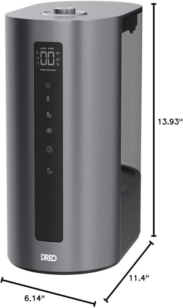 image:imageDREO 6L Smart Humidifiers for Bedroom Warm amp Cool Mist for Large Room 60Hour Quiet Runtime 500MLH Output Smart Humidity Sensor Indicator Light App Control Works with Alexa amp GoogleSilver
