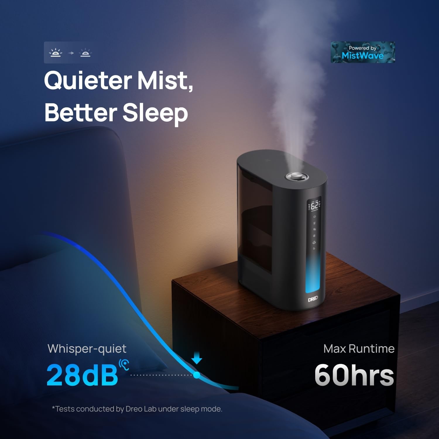image:imageDREO 6L Smart Humidifiers for Bedroom Warm amp Cool Mist for Large Room 60Hour Quiet Runtime 500MLH Output Smart Humidity Sensor Indicator Light App Control Works with Alexa amp GoogleBlack