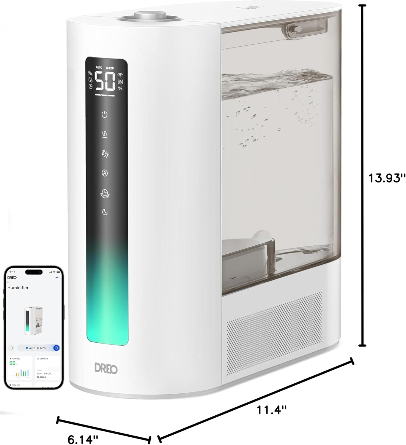 image:imageDREO 6L Smart Humidifiers for Bedroom Warm amp Cool Mist for Large Room 60Hour Quiet Runtime 500MLH Output Smart Humidity Sensor Indicator Light App Control Works with Alexa amp GoogleGrey