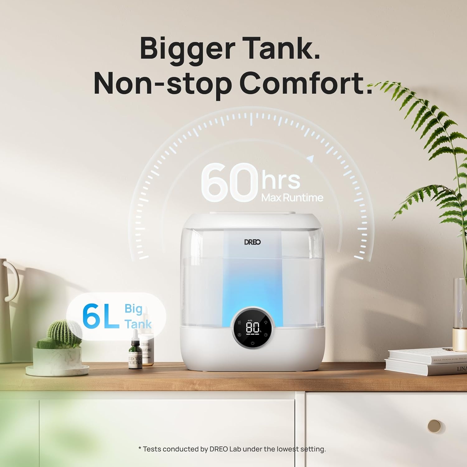 image:imageDREO 6L Top Fill Humidifiers for Bedroom 60H Runtime 28 dB Quiet Supersized Cool Mist Air Humidifiers for Large Room Baby Nursery Plant Indoor Night Light Easy to Clean Precise Humidity ControlWhite