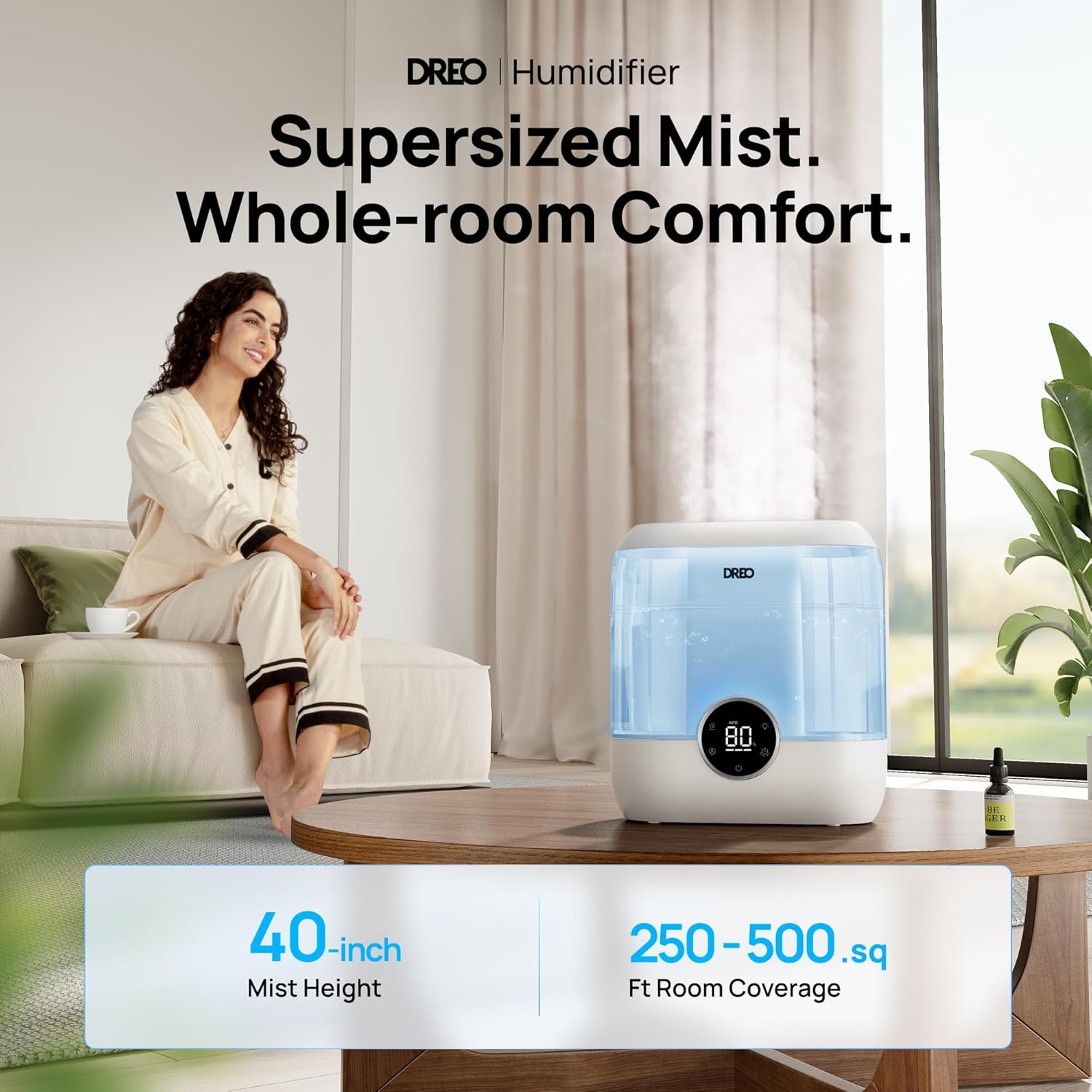 image:imageDREO 6L Top Fill Humidifiers for Bedroom 60H Runtime 28 dB Quiet Supersized Cool Mist Air Humidifiers for Large Room Baby Nursery Plant Indoor Night Light Easy to Clean Precise Humidity ControlBlue