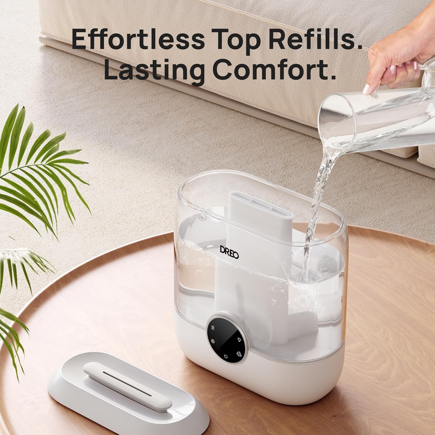 image:imageDREO 6L Top Fill Humidifiers for Bedroom 60H Runtime 28 dB Quiet Supersized Cool Mist Air Humidifiers for Large Room Baby Nursery Plant Indoor Night Light Easy to Clean Precise Humidity ControlWhite