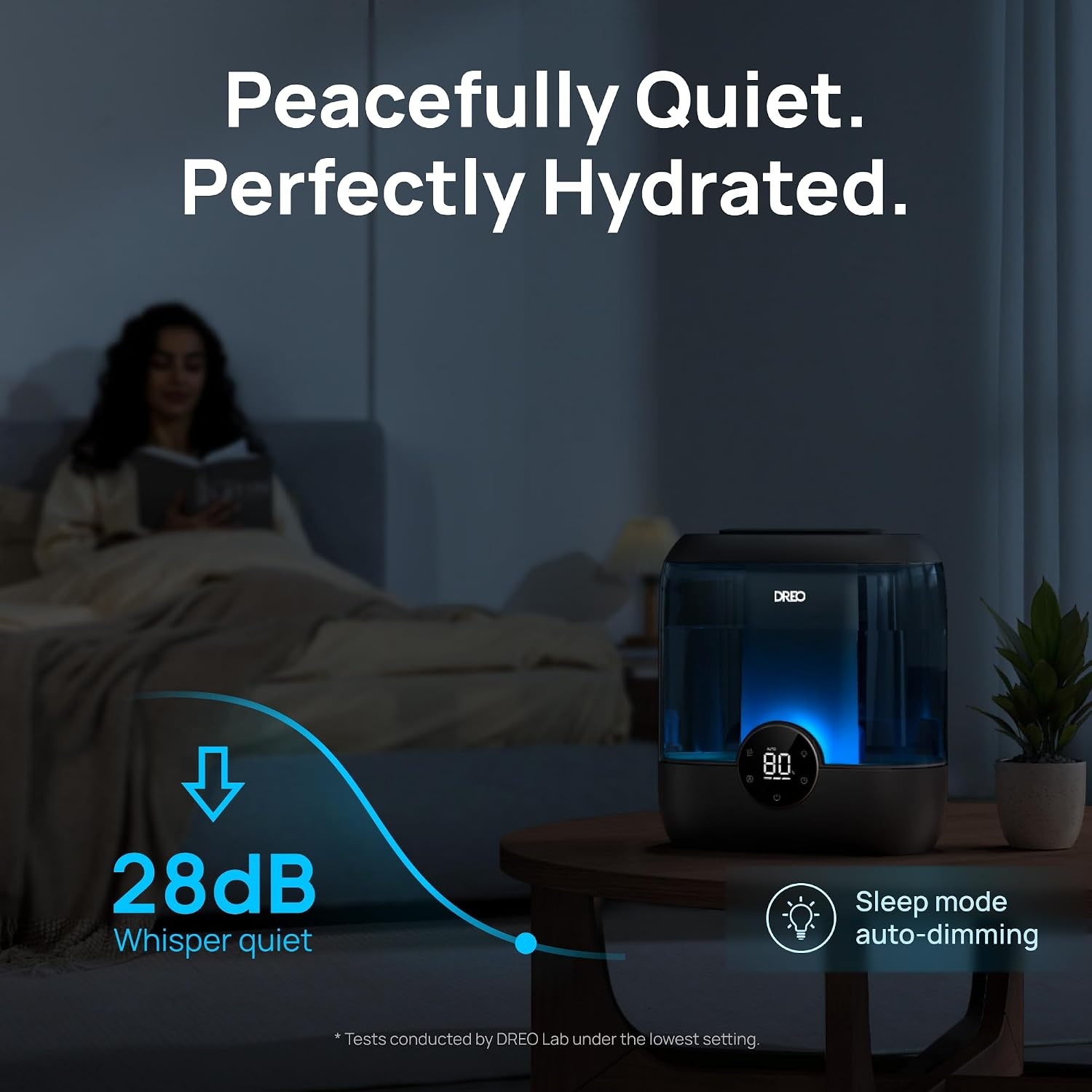 image:imageDREO 6L Top Fill Humidifiers for Bedroom 60H Runtime 28 dB Quiet Supersized Cool Mist Air Humidifiers for Large Room Baby Nursery Plant Indoor Night Light Easy to Clean Precise Humidity ControlBlack