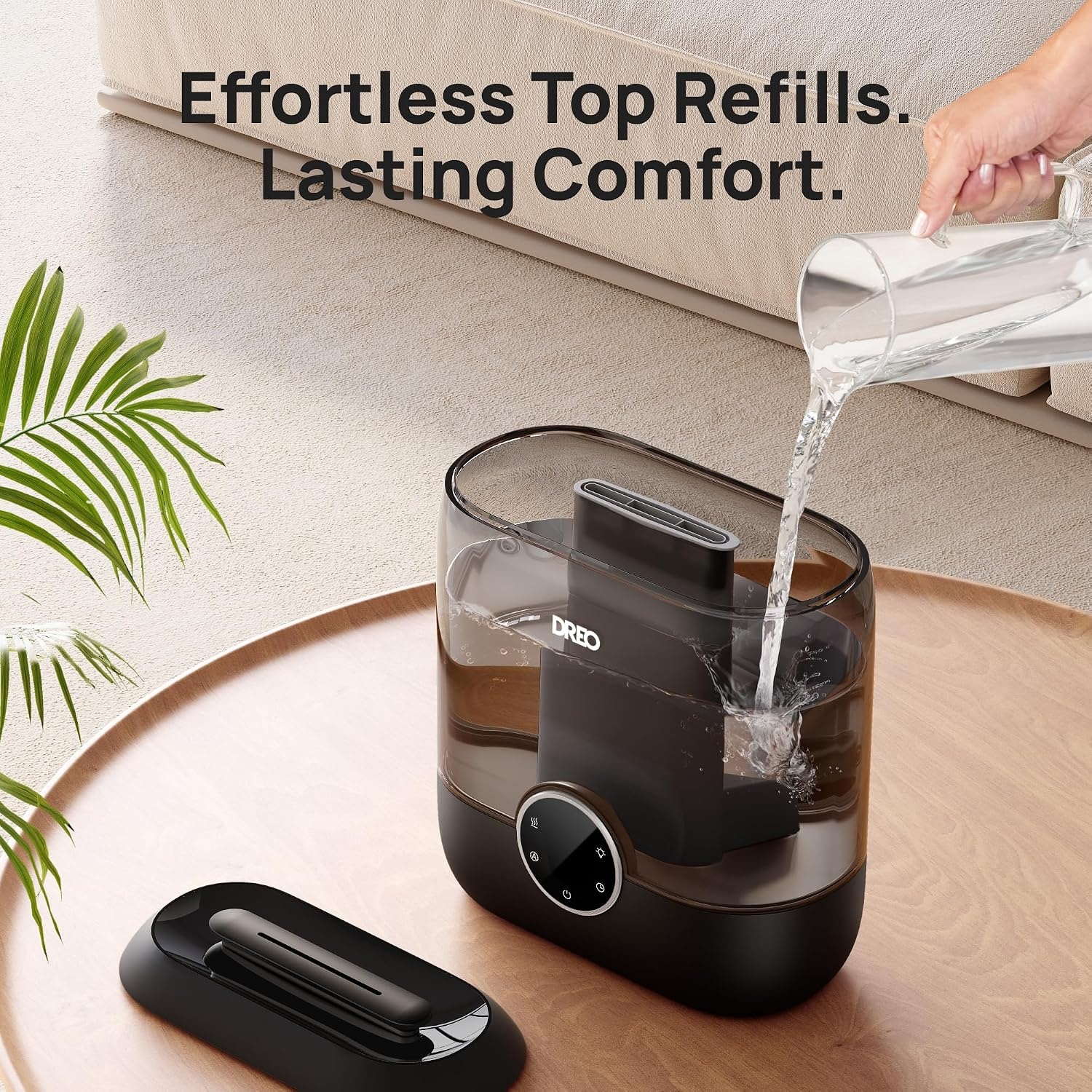 image:imageDREO 6L Top Fill Humidifiers for Bedroom 60H Runtime 28 dB Quiet Supersized Cool Mist Air Humidifiers for Large Room Baby Nursery Plant Indoor Night Light Easy to Clean Precise Humidity ControlBlack
