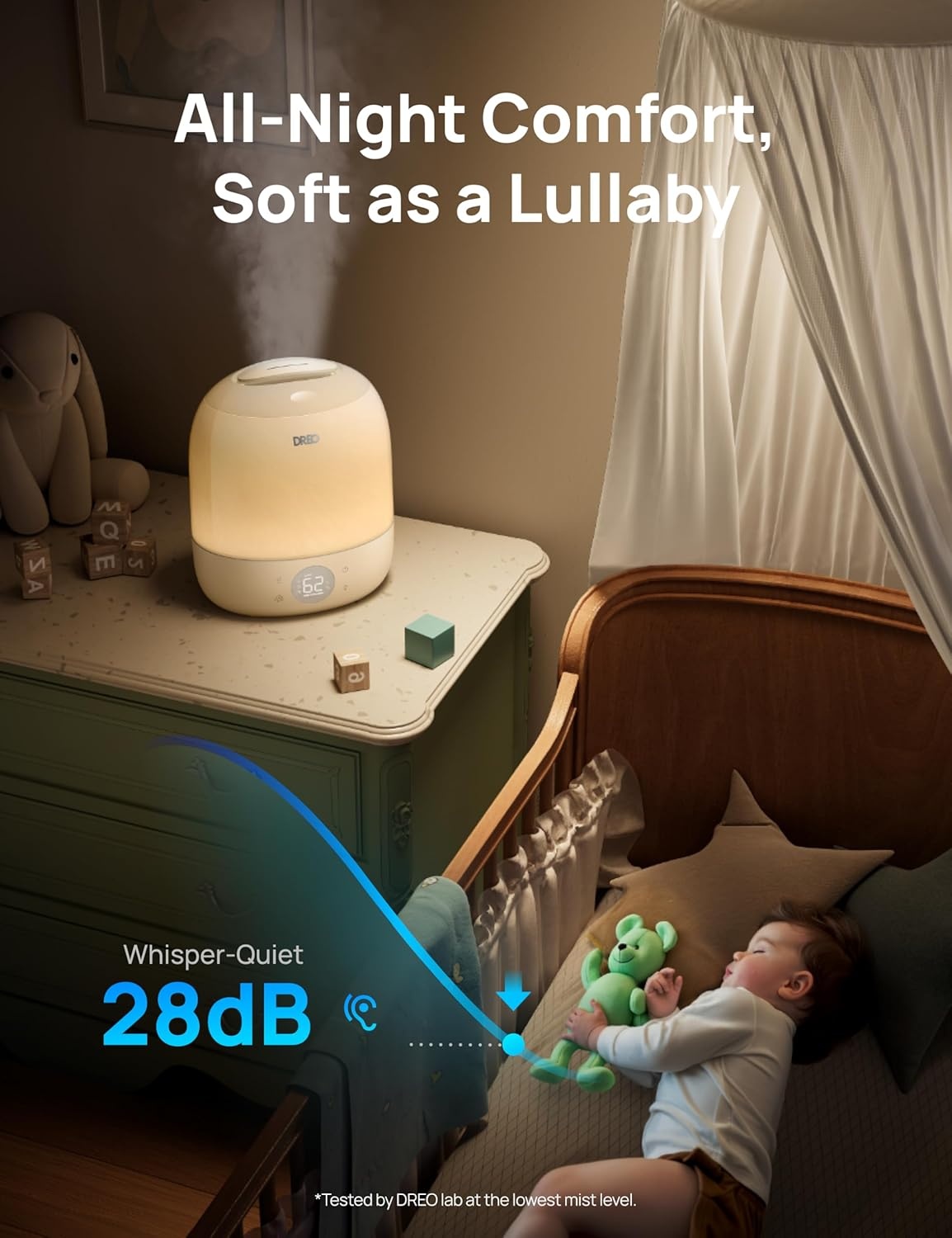 image:imageDREO Humidifiers for Bedroom 30H Max Runtime amp RGB Night Light amp Sleep Trainer Ultra Quiet 28dB Cool Mist Humidifier Top Fill Smart Air Humidifier for Plants Perfect for Baby amp Nursery HM409SYellow