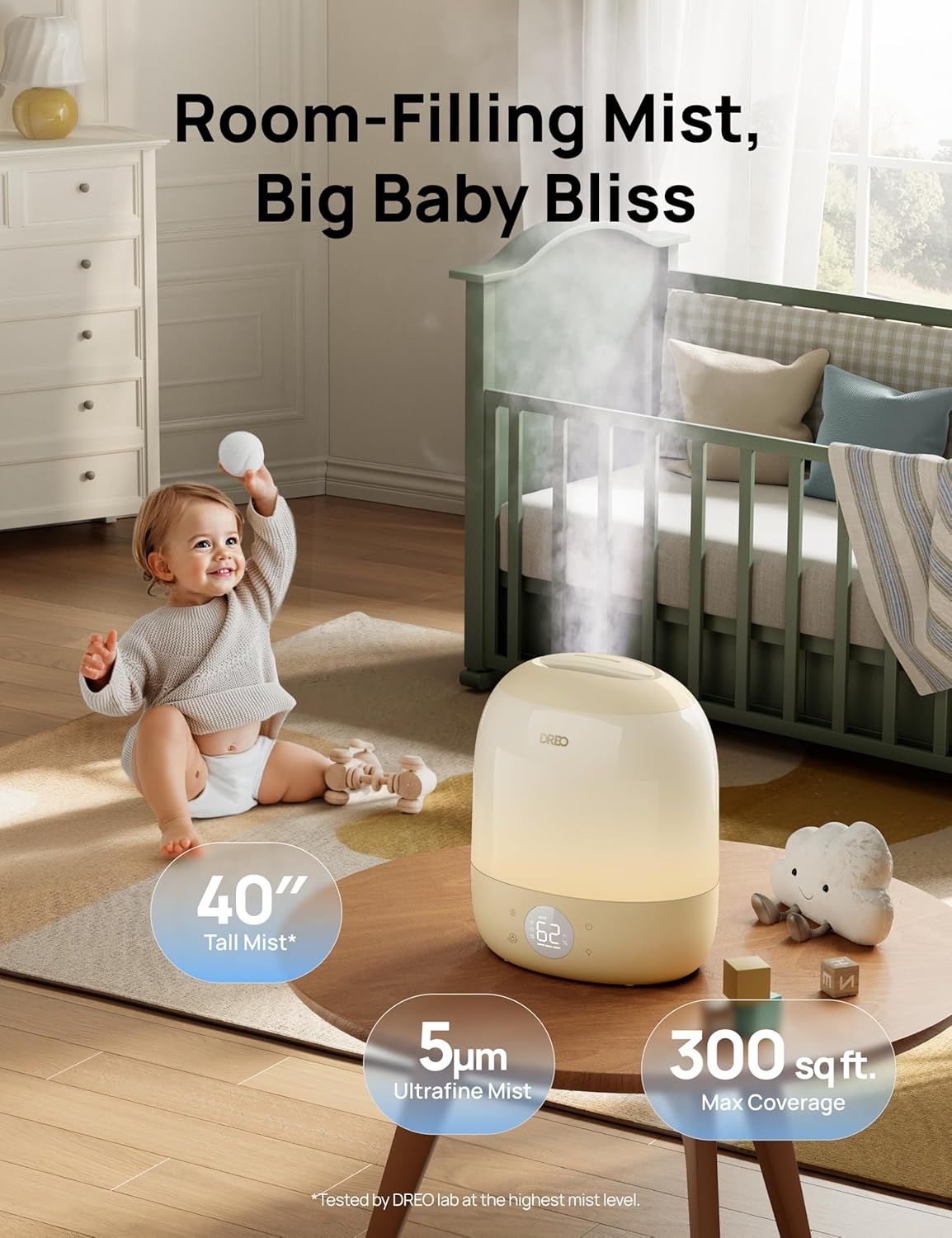 image:imageDREO Humidifiers for Bedroom 30H Max Runtime amp RGB Night Light amp Sleep Trainer Ultra Quiet 28dB Cool Mist Humidifier Top Fill Smart Air Humidifier for Plants Perfect for Baby amp Nursery HM409SYellow