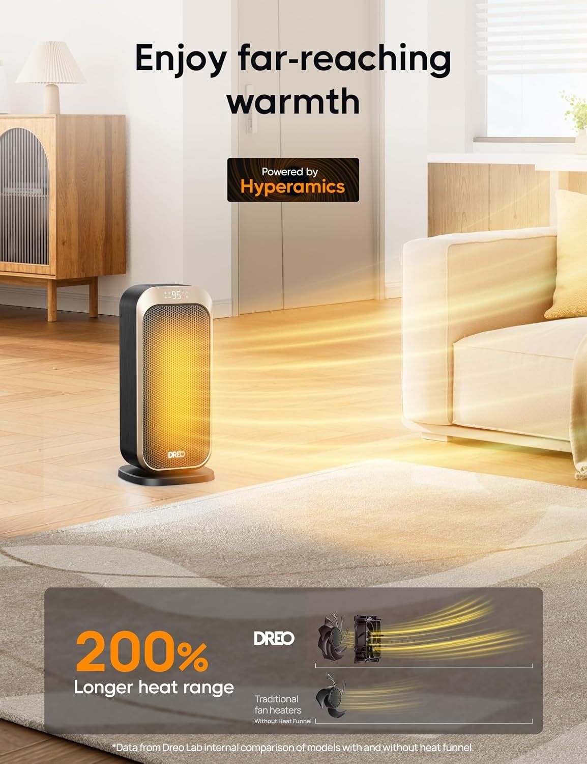 image:imageDREO Quiet Space Heater 1500W Portable Heaters for Indoor Use with Remote 70 Oscillation Fast and Safety Electric PTC Ceramic for Desk Office Bedroom 12H TimerGold