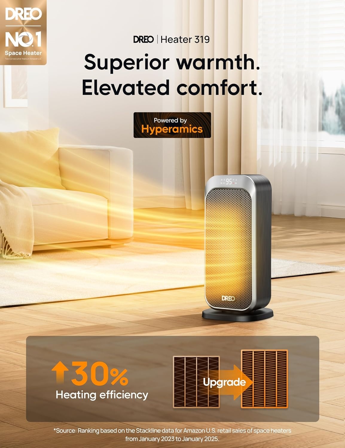image:imageDREO Quiet Space Heater 1500W Portable Heaters for Indoor Use with Remote 70 Oscillation Fast and Safety Electric PTC Ceramic for Desk Office Bedroom 12H TimerSilver