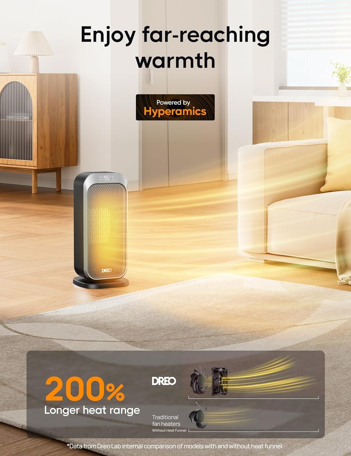 image:imageDREO Quiet Space Heater 1500W Portable Heaters for Indoor Use with Remote 70 Oscillation Fast and Safety Electric PTC Ceramic for Desk Office Bedroom 12H TimerSilver