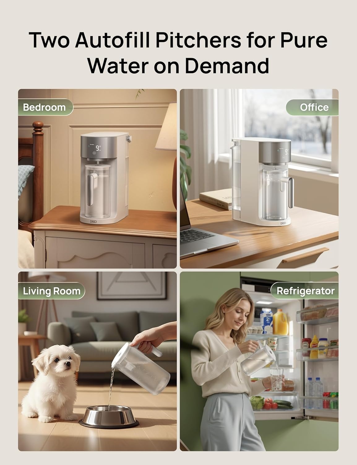image:imageDREO Reverse Osmosis Autofill Water Pitcher Replacement for DREO RO Water Filter 112 amp 113 amp 114 amp 115 11L Portable Water Pitchers with Smart Sensor for Pure Water BPAFree White