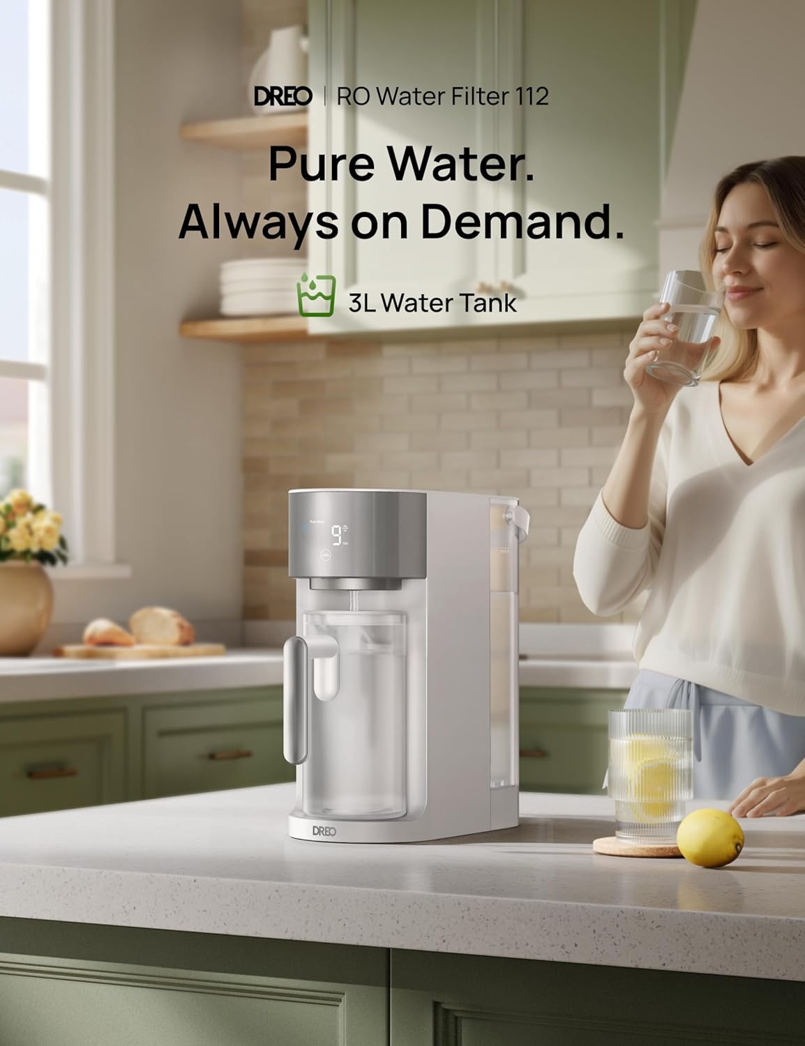 image:imageDREO Reverse Osmosis Water Filter Countertop RO Filtration System 31 Pure to Drain TDS amp Filter Life amp Autofill Pitcher InstallationFree SelfCleaning Water Purifier RO Water FilterWhite