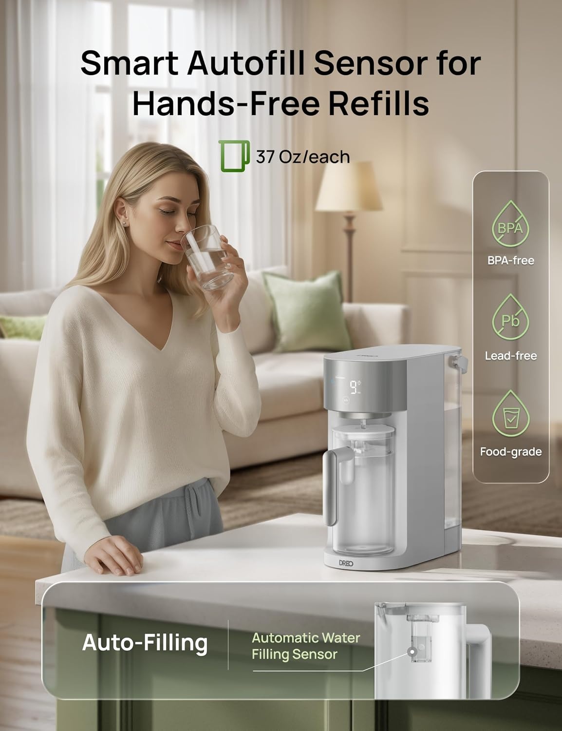 image:imageDREO Reverse Osmosis Water Filter Countertop RO Filtration System 31 Pure to Drain TDS amp Filter Life amp Autofill Pitcher InstallationFree SelfCleaning Water Purifier RO Water FilterGray