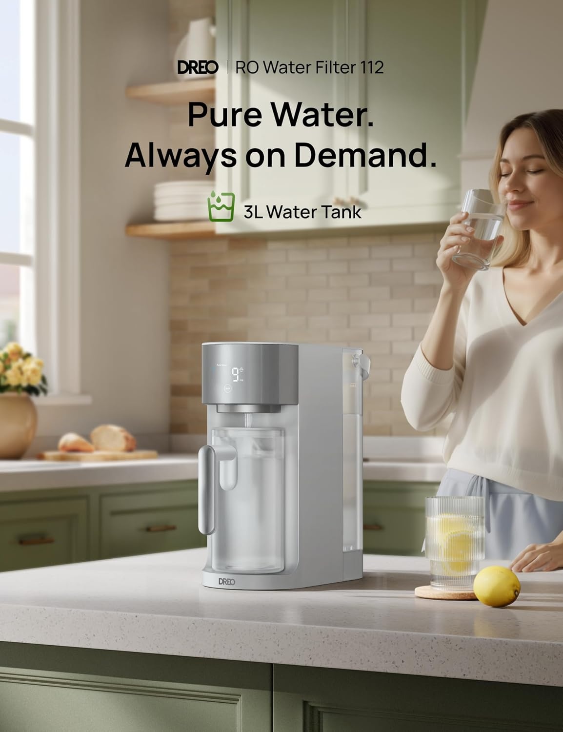 image:imageDREO Reverse Osmosis Water Filter Countertop RO Filtration System 31 Pure to Drain TDS amp Filter Life amp Autofill Pitcher InstallationFree SelfCleaning Water Purifier RO Water FilterGray