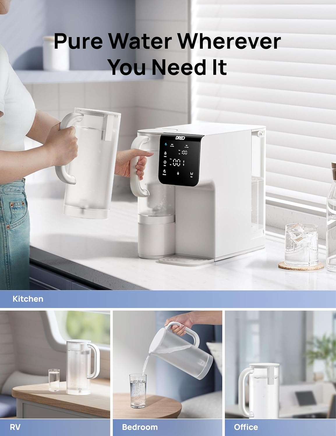 image:imageDREO Reverse Osmosis Water Filter Countertop Water Pure Pitcher Potable Pitcher for WF511 Water Purifier 15L