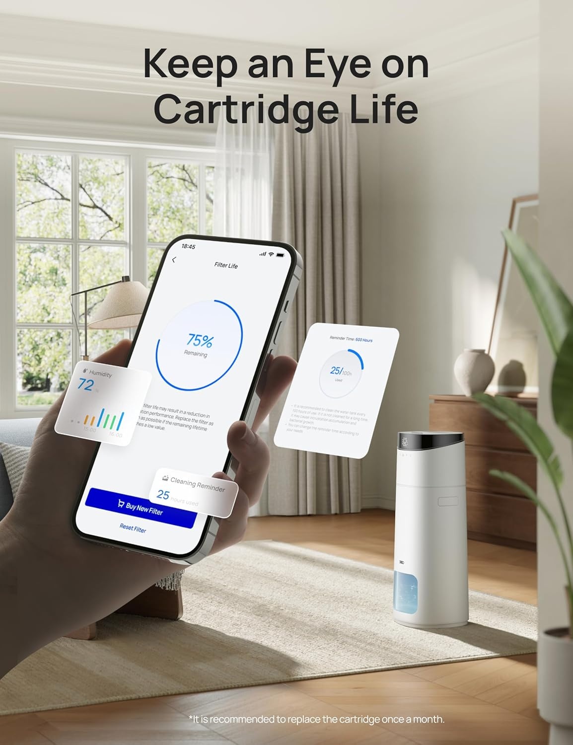 image:imageDREO ScaleInhibitor Cartridge 3Pack for Humidifier HM755S Prevent Mineral Buildup TripleLayer Tech Extend Humidifier Life Safe Material