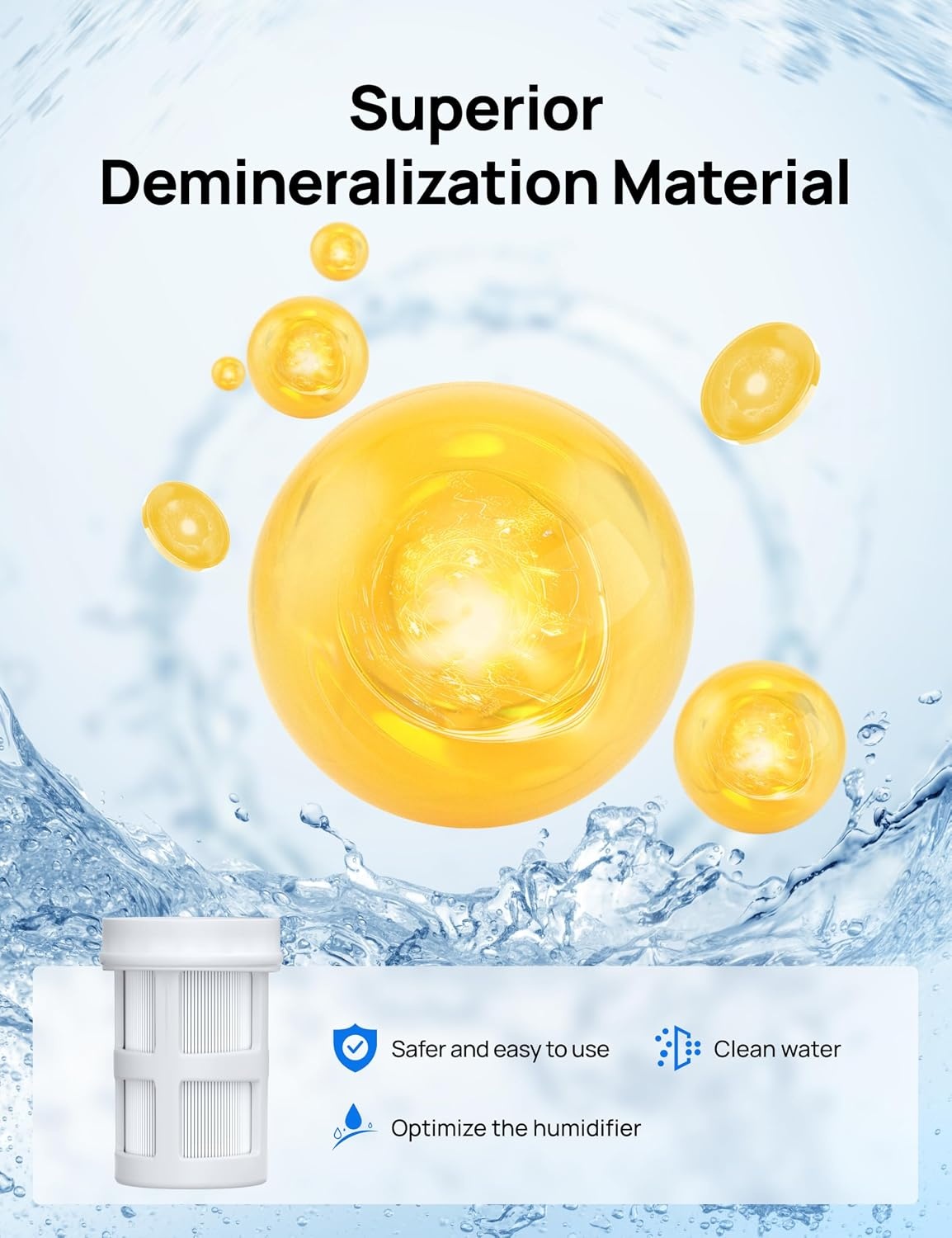 image:imageDREO ScaleInhibitor Cartridge 3Pack for Humidifiers HM735S Prevent Mineral Buildup Extend Humidifier Life Safe Material