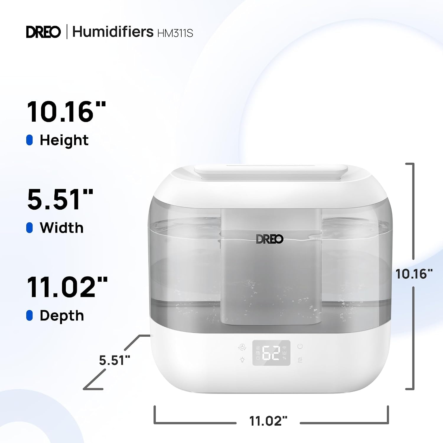 image:imageDREO Smart Humidifiers for Bedroom 4L Cool Mist Humidifier Top Fill Quiet Sleep 28 dB 36H Runtime for large room TouchAPPVoice Control Nightlight ideal for Baby Plants NurseryGray