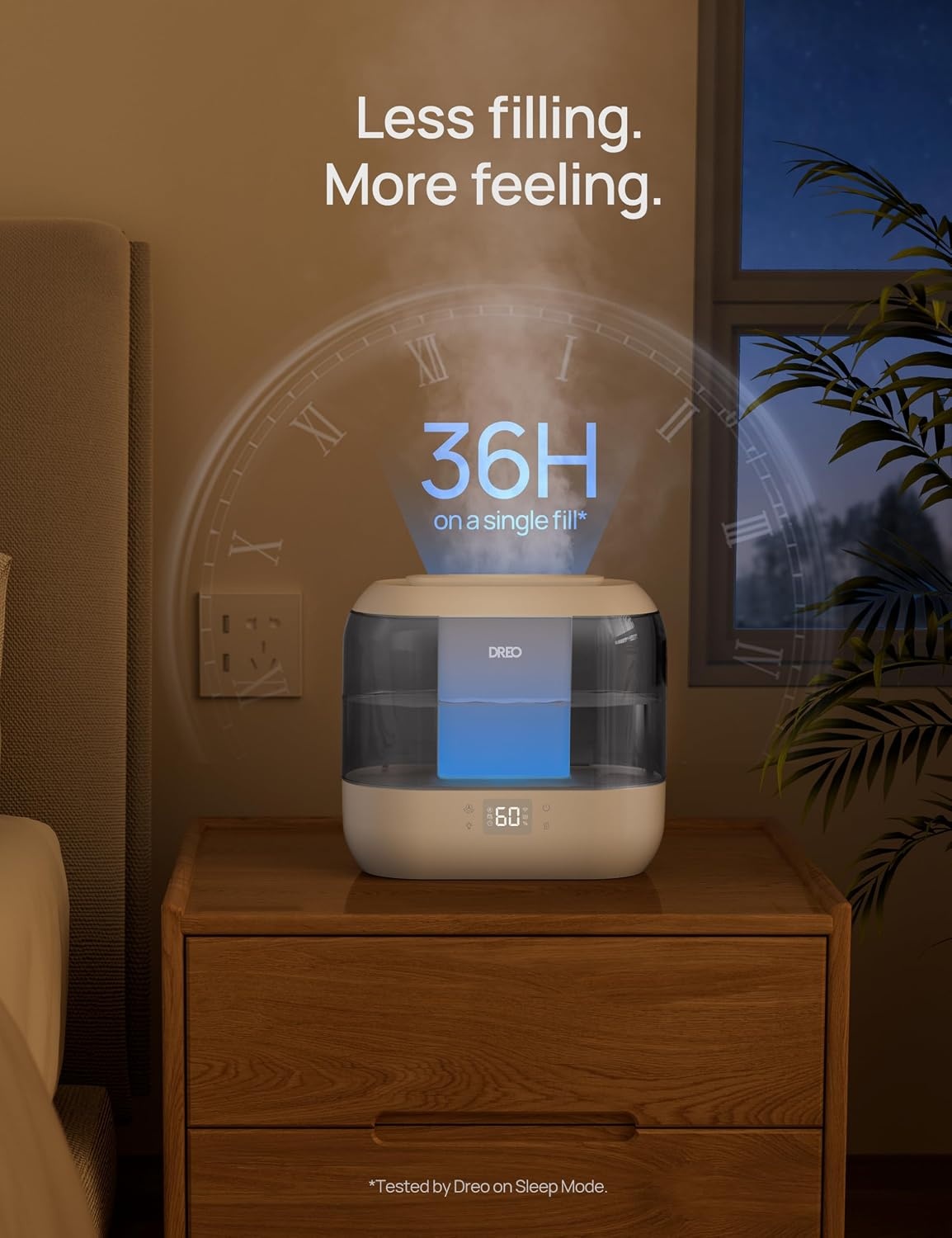 image:imageDREO Smart Humidifiers for Bedroom 4L Cool Mist Humidifier Top Fill Quiet Sleep 28 dB 36H Runtime for large room TouchAPPVoice Control Nightlight ideal for Baby Plants NurseryGray