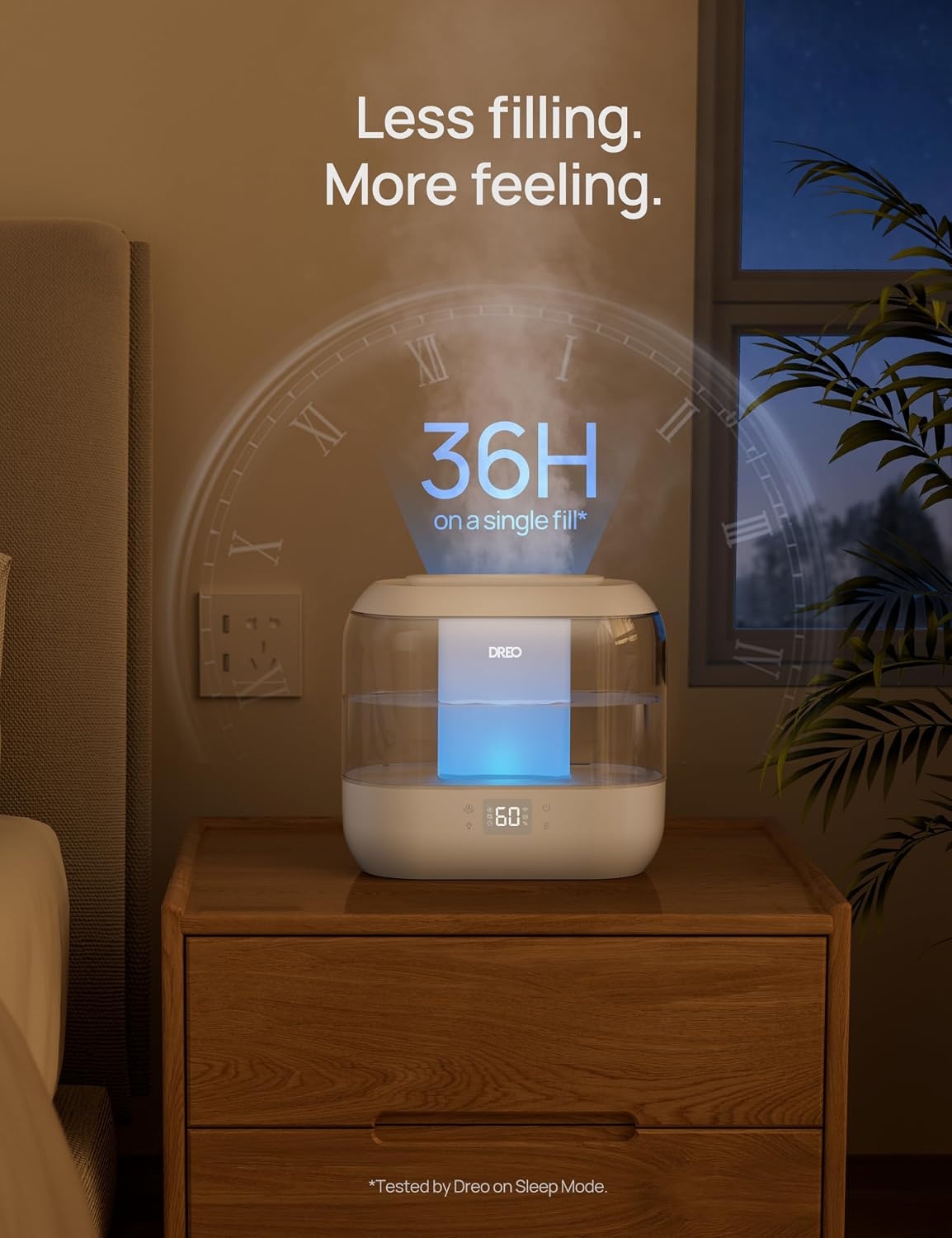 image:imageDREO Smart Humidifiers for Bedroom 4L Cool Mist Humidifier Top Fill Quiet Sleep 28 dB 36H Runtime for large room TouchAPPVoice Control Nightlight ideal for Baby Plants NurseryWhite