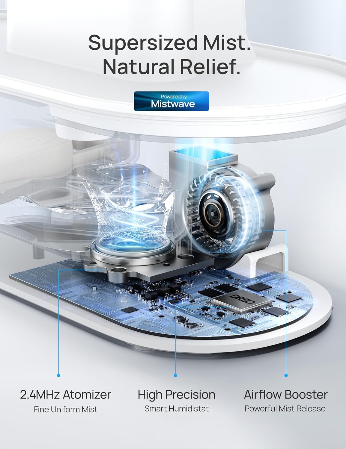 image:imageDREO Smart Humidifiers for Bedroom 4L Cool Mist Humidifier Top Fill Quiet Sleep 28 dB 36H Runtime for large room TouchAPPVoice Control Nightlight ideal for Baby Plants NurseryGray