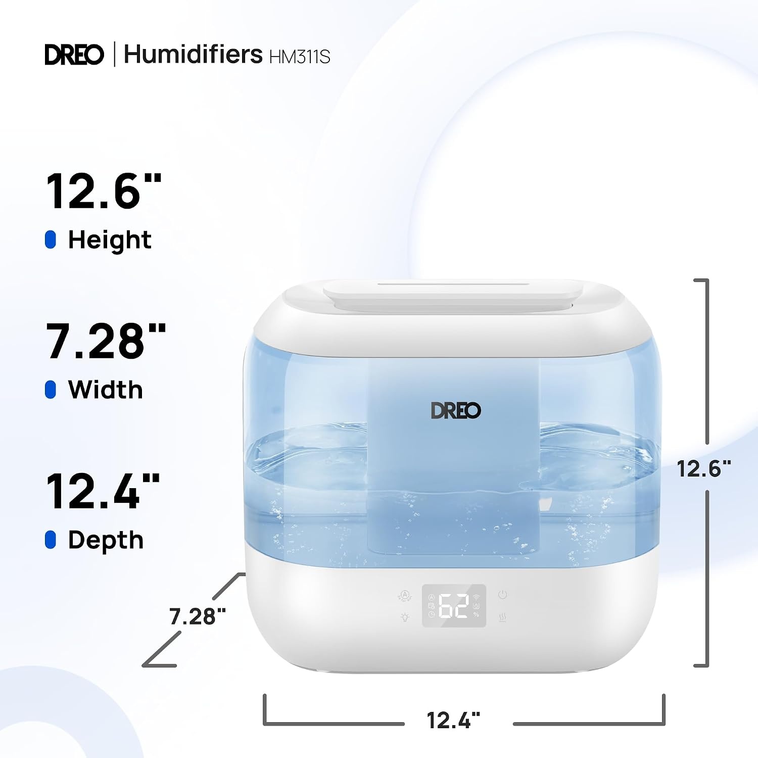 image:imageDREO Smart Humidifiers for Bedroom 4L Cool Mist Humidifier Top Fill Quiet Sleep 28 dB 36H Runtime for large room TouchAPPVoice Control Nightlight ideal for Baby Plants NurseryBlue