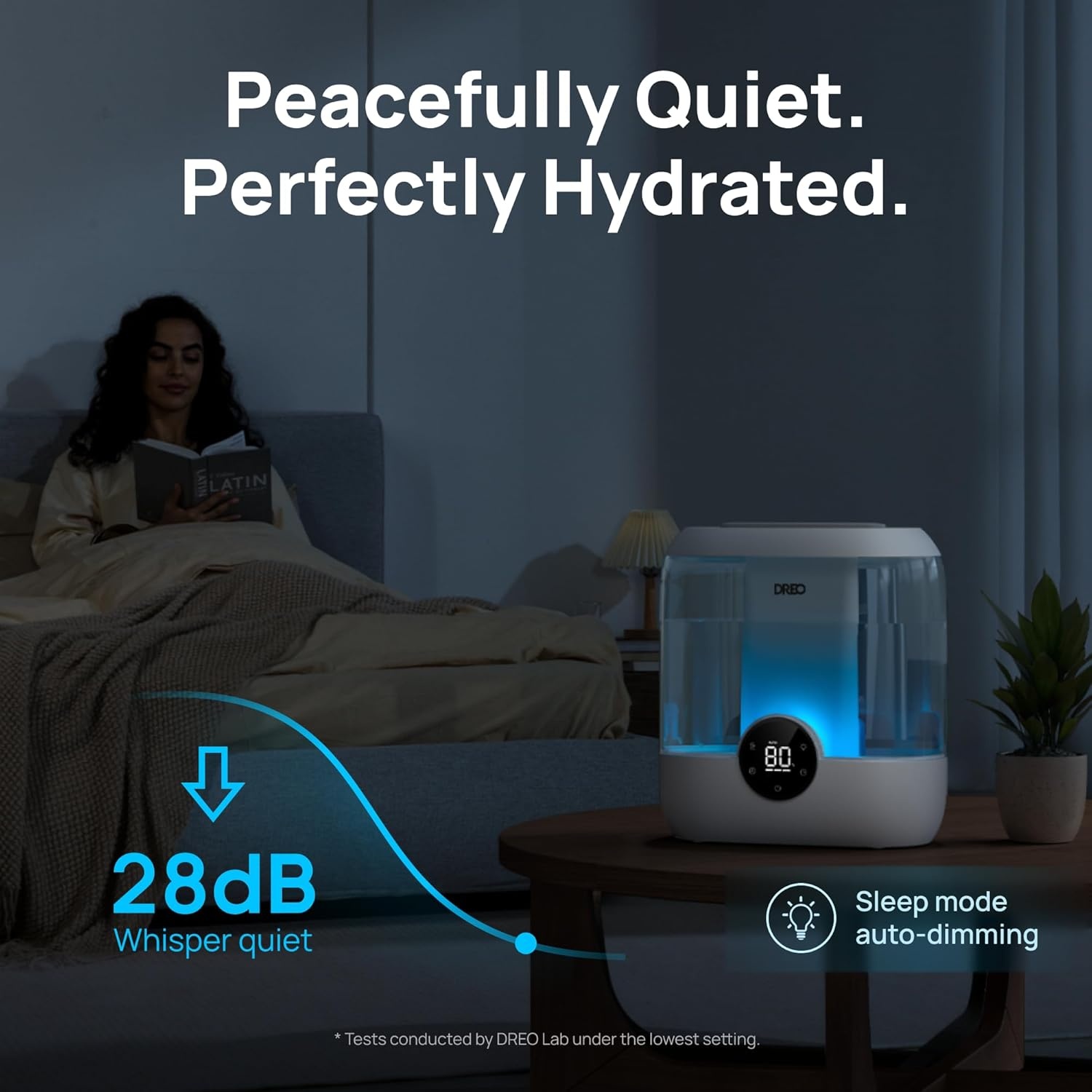 image:imageDREO Smart Humidifiers for Bedroom 6L Top Fill Supersized Cool Mist Humidifier for Large Room 60 Hour Runtime Quiet Ultrasonic Humidifier for Plants Indoor Home Night Light BlackWhite
