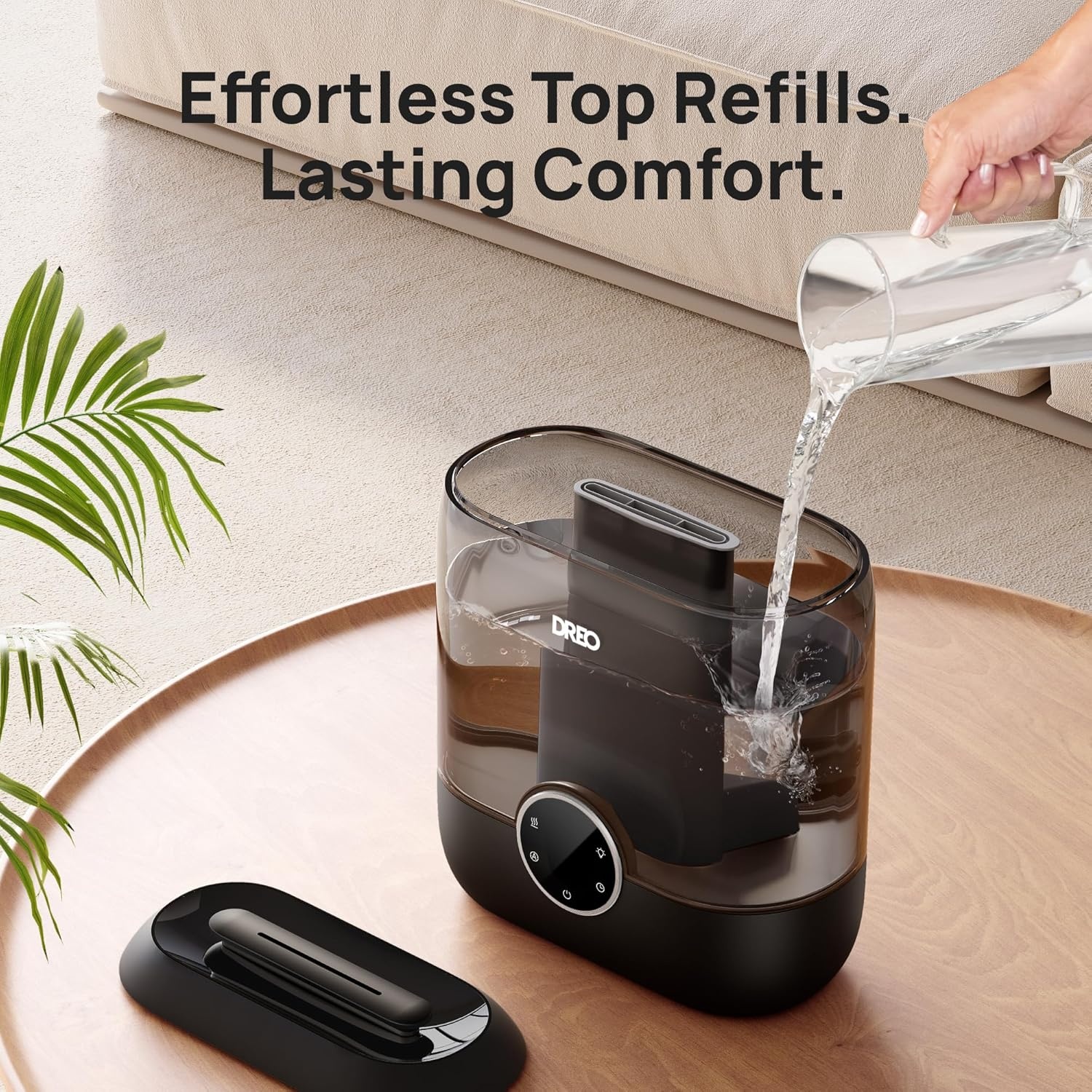 image:imageDREO Smart Humidifiers for Bedroom 6L Top Fill Supersized Cool Mist Humidifier for Large Room 60 Hour Runtime Quiet Ultrasonic Humidifier for Plants Indoor Home Night Light BlackBlack