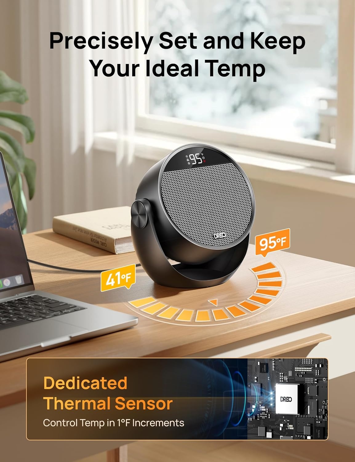 image:imageDREO Space Heater 1500W 60 Adjustable Tilt 105fts Portable Electric Heaters for Indoor Use with Thermostat 8 Safety Protections 3 Modes Remote Quiet Desk Heater for Bedroom Office BlackBlack