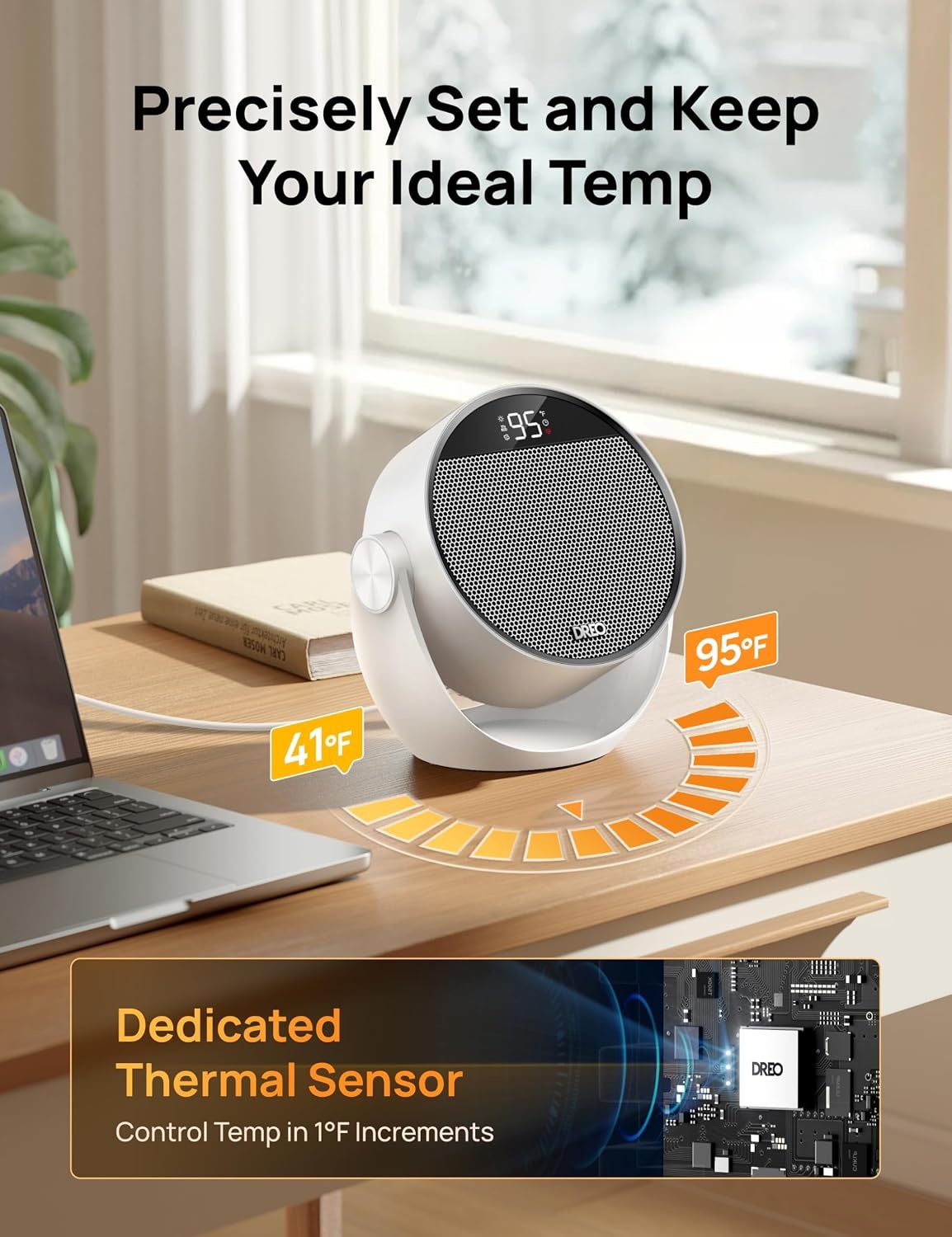 image:imageDREO Space Heater 1500W 60 Adjustable Tilt 105fts Portable Electric Heaters for Indoor Use with Thermostat 8 Safety Protections 3 Modes Remote Quiet Desk Heater for Bedroom Office BlackWhite