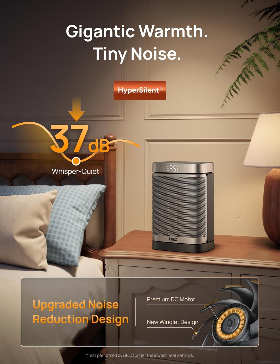 image:imageDREO Space Heater 1500W Portable Electric Heaters for Indoor Use PTC Ceramic Heater for Office with Remote Thermostat 70Oscillation 12H Timer 5 Modes Safe Quiet Room Heater for BedroomSilver