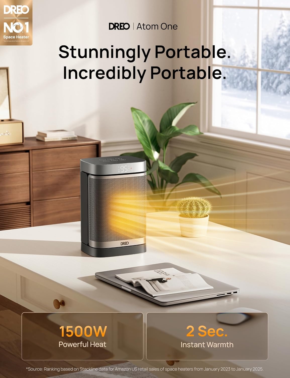 image:imageDREO Space Heater 1500W Portable Electric Heaters for Indoor Use PTC Ceramic Heater for Office with Remote Thermostat 70Oscillation 12H Timer 5 Modes Safe Quiet Room Heater for BedroomSilver