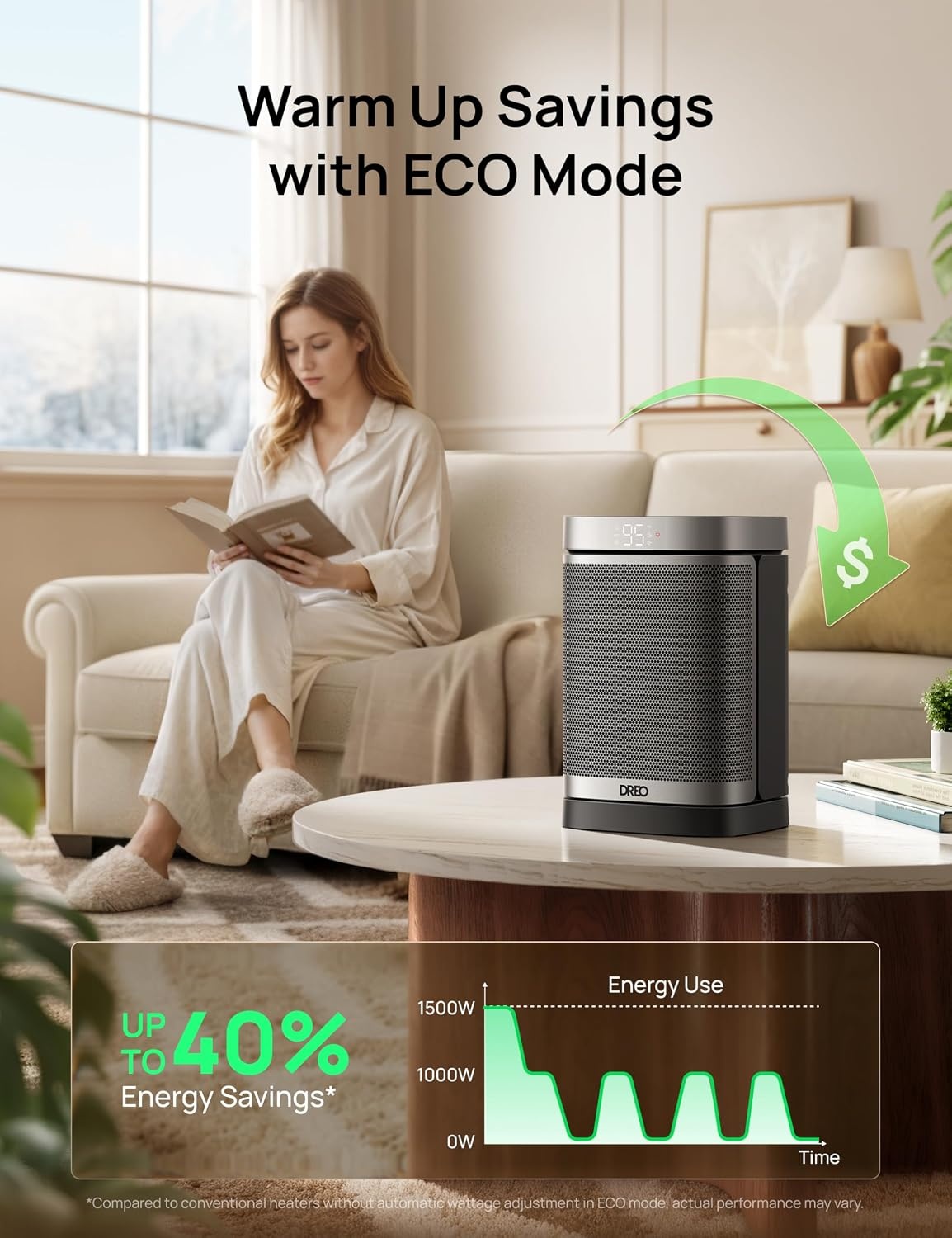 image:imageDREO Space Heater 1500W Portable Electric Heaters for Indoor Use PTC Ceramic Heater for Office with Remote Thermostat 70Oscillation 12H Timer 5 Modes Safe Quiet Room Heater for BedroomSilver