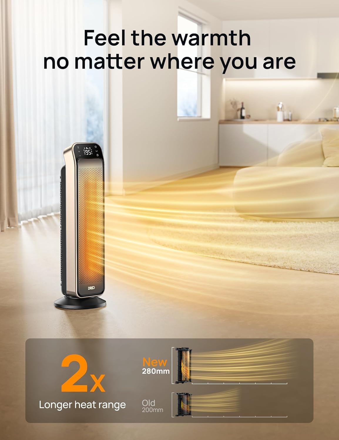 image:imageDREO Space Heater Indoor 25 115fts Fast Portable Room Heater with Remote and Thermostat 3 Modes Overheating amp TipOver Protection Electric Heaters for Indoor Use Large Room Bedroom GoldGold