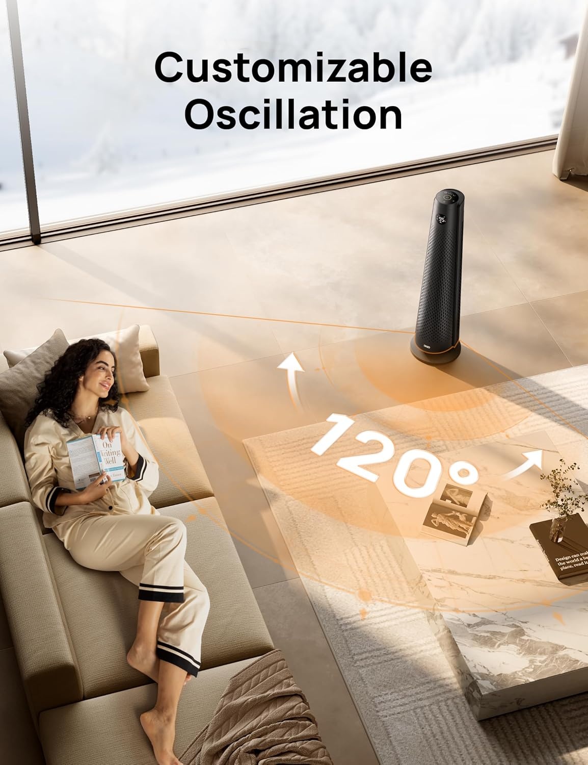 image:imageDREO Space Heater Large Room 30 Electric Heaters with Remote 120 Oscillation Adjustable Thermostat 5 Heat amp 3 Fan levels 8 Safety Protections 25dB Quiet 112H Timer Heater for Office BlackBlack