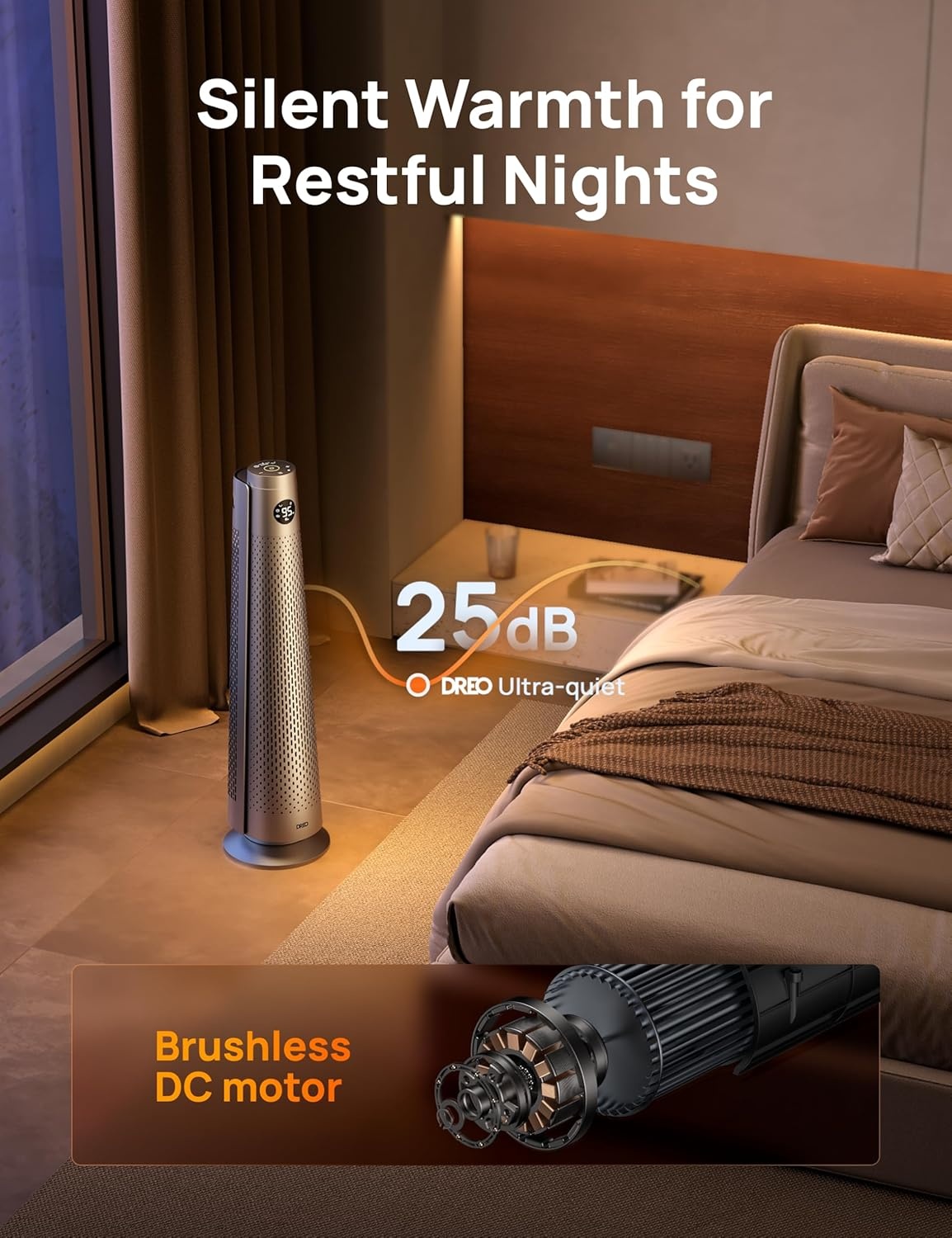 image:imageDREO Space Heater Large Room 30 Electric Heaters with Remote 120 Oscillation Adjustable Thermostat 5 Heat amp 3 Fan levels 8 Safety Protections 25dB Quiet 112H Timer Heater for Office BlackGrey