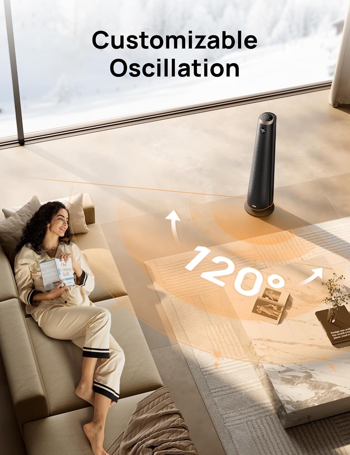 image:imageDREO Space Heater Large Room 30 Electric Heaters with Remote 120 Oscillation Adjustable Thermostat 5 Heat amp 3 Fan levels 8 Safety Protections 25dB Quiet 112H Timer Heater for Office BlackGold