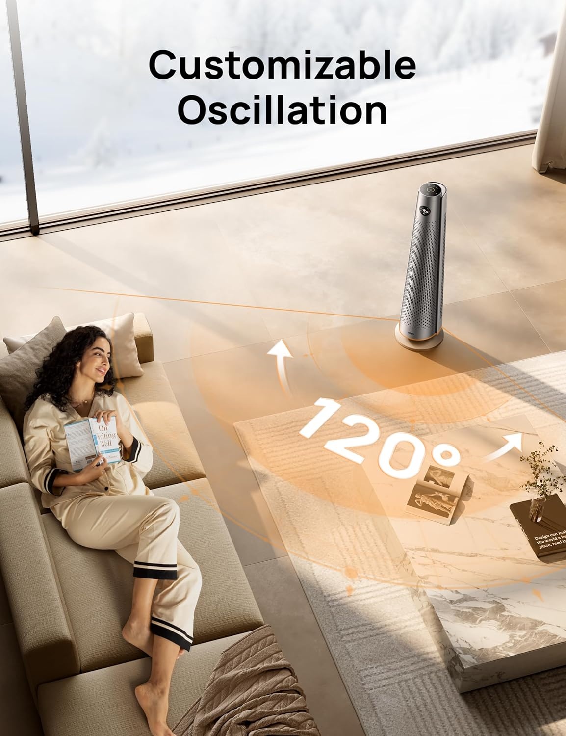 image:imageDREO Space Heater Large Room 30 Electric Heaters with Remote 120 Oscillation Adjustable Thermostat 5 Heat amp 3 Fan levels 8 Safety Protections 25dB Quiet 112H Timer Heater for Office BlackGrey