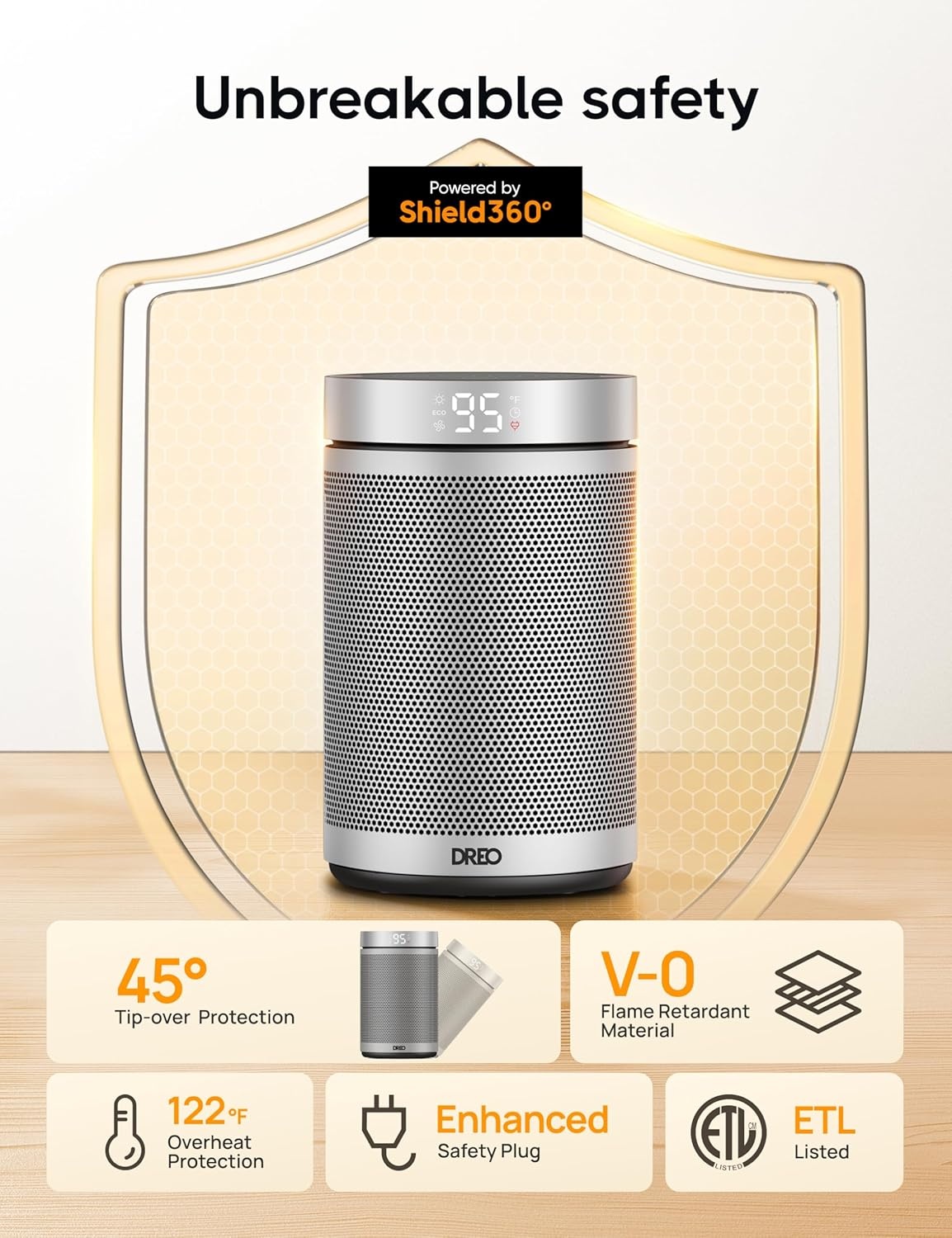 image:imageDREO Space Heater Portable Electric Heaters for Indoor Use with Thermostat and Remote 2024 Upgraded Digital Display 12H Timer 5 Mode 1500W PTC Ceramic Fast Safety Heat for Office Bedroom HomeSilver