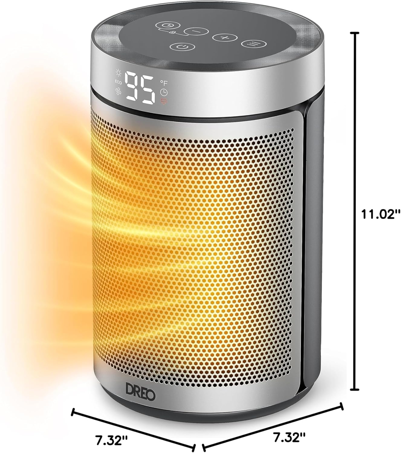image:imageDREO Space Heater Portable Electric Heaters for Indoor Use with Thermostat and Remote 2024 Upgraded Digital Display 12H Timer 5 Mode 1500W PTC Ceramic Fast Safety Heat for Office Bedroom HomeSilver