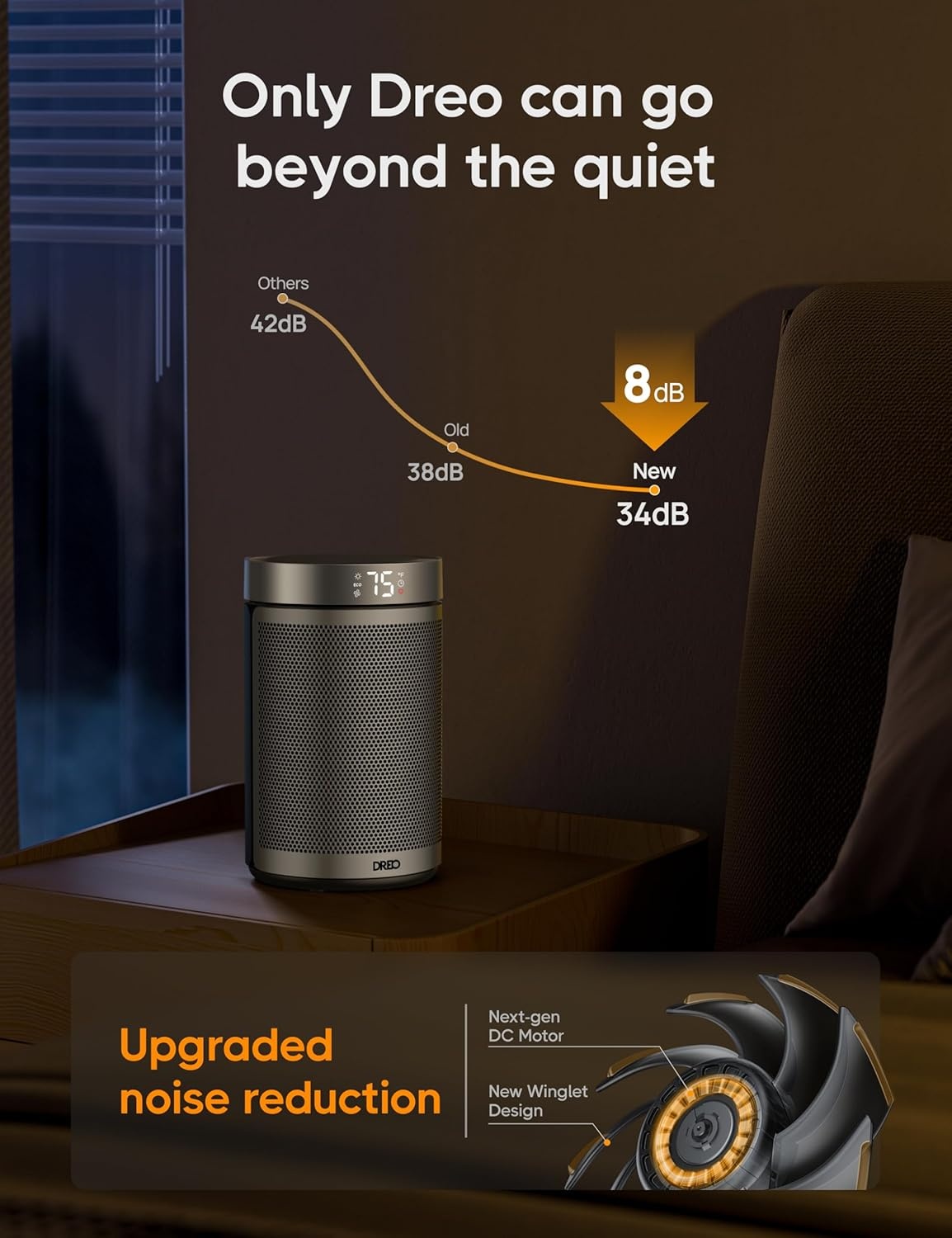 image:imageDREO Space Heater Portable Electric Heaters for Indoor Use with Thermostat and Remote 2024 Upgraded Digital Display 12H Timer 5 Mode 1500W PTC Ceramic Fast Safety Heat for Office Bedroom HomeSilver