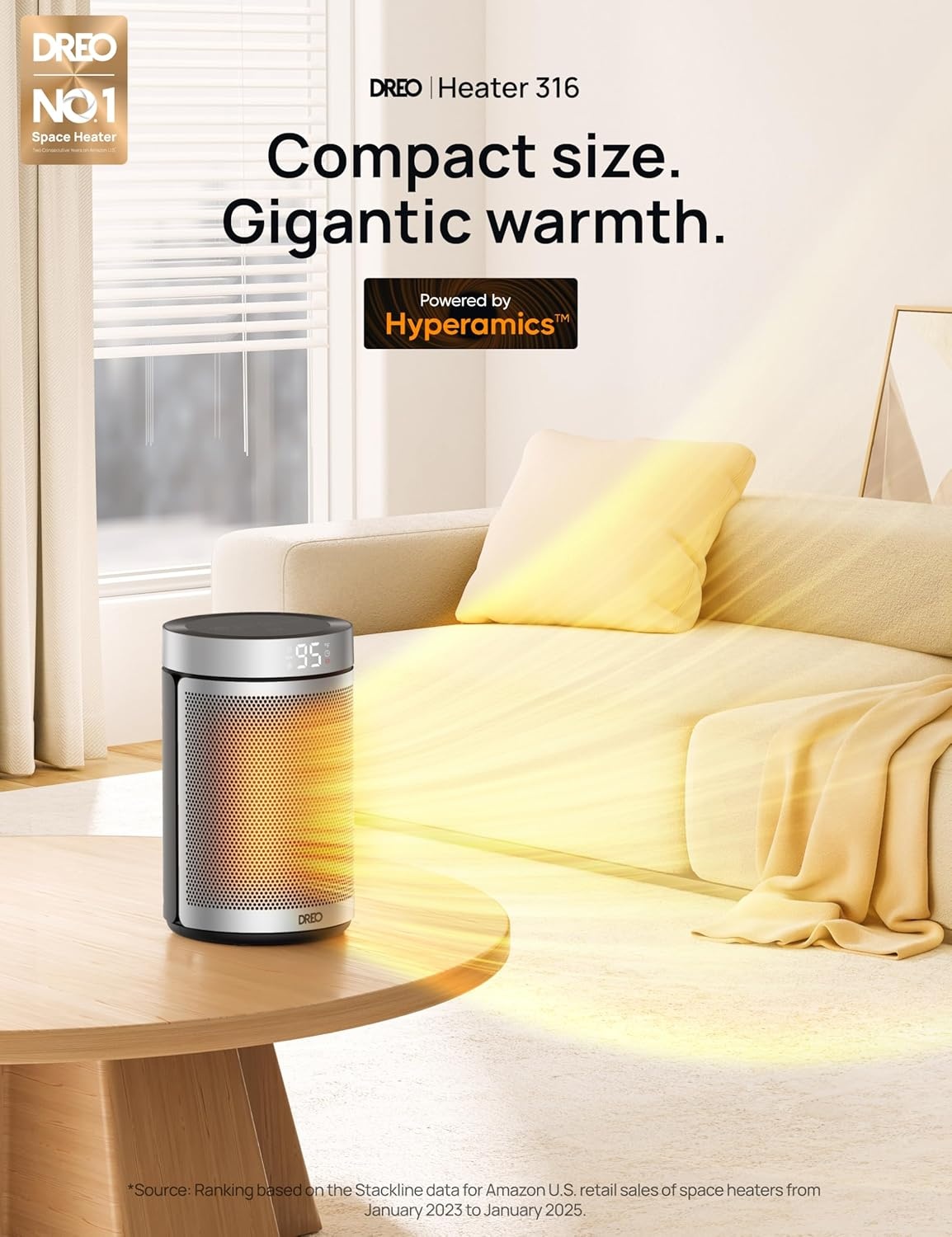 image:imageDREO Space Heater Portable Electric Heaters for Indoor Use with Thermostat and Remote 2024 Upgraded Digital Display 12H Timer 5 Mode 1500W PTC Ceramic Fast Safety Heat for Office Bedroom HomeSilver