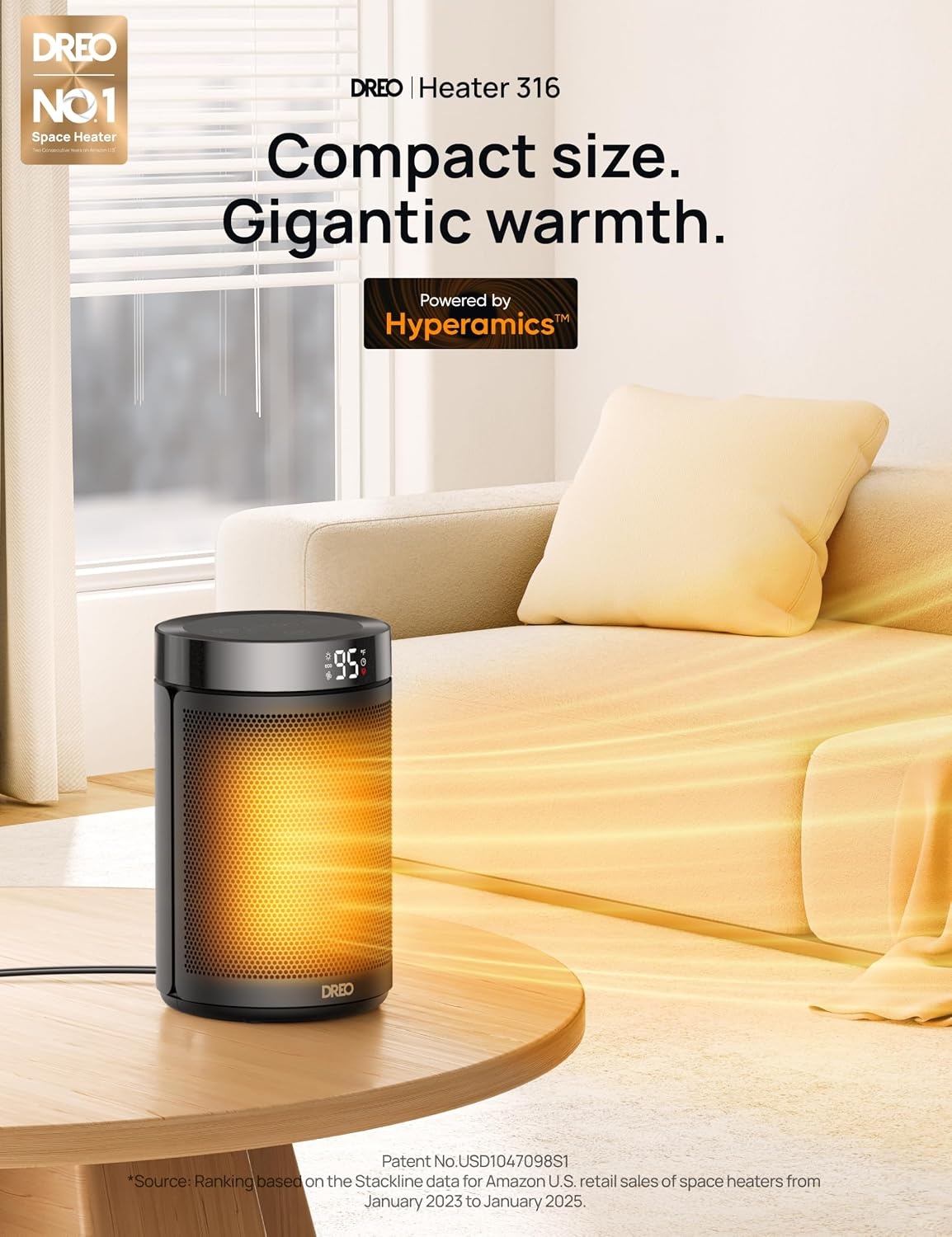 image:imageDREO Space Heater Portable Electric Heaters for Indoor Use with Thermostat and Remote 2024 Upgraded Digital Display 12H Timer 5 Mode 1500W PTC Ceramic Fast Safety Heat for Office Bedroom HomeBlack