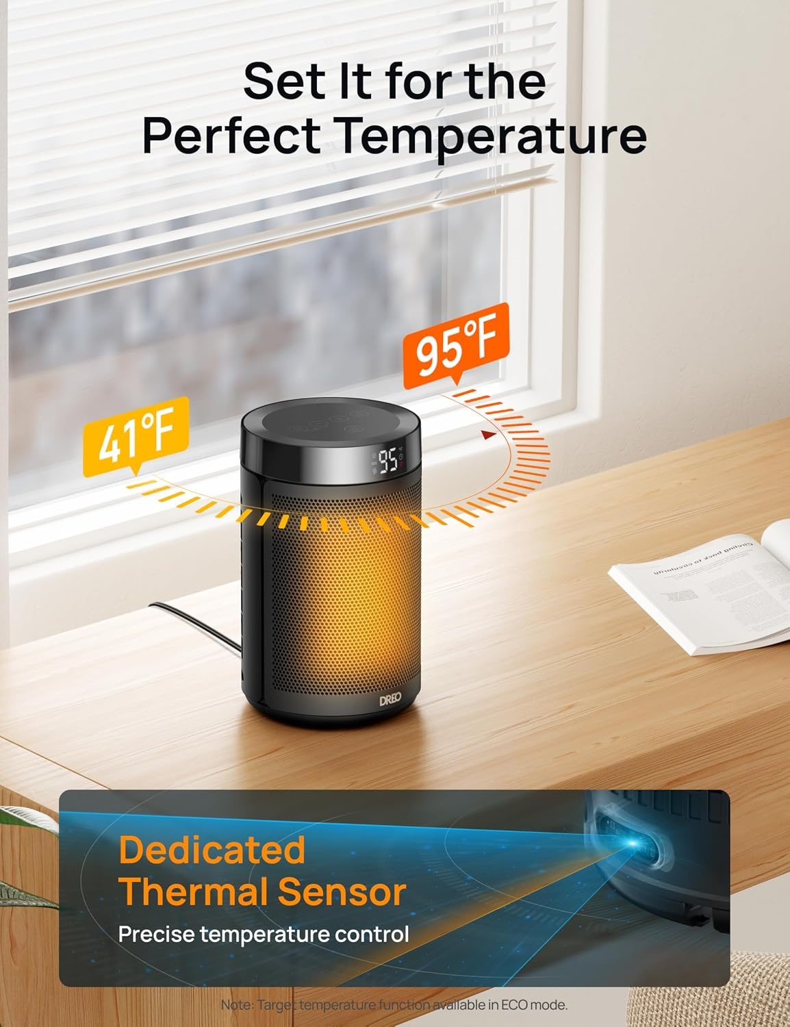 image:imageDREO Space Heater Portable Electric Heaters for Indoor Use with Thermostat and Remote 2024 Upgraded Digital Display 12H Timer 5 Mode 1500W PTC Ceramic Fast Safety Heat for Office Bedroom HomeBlack
