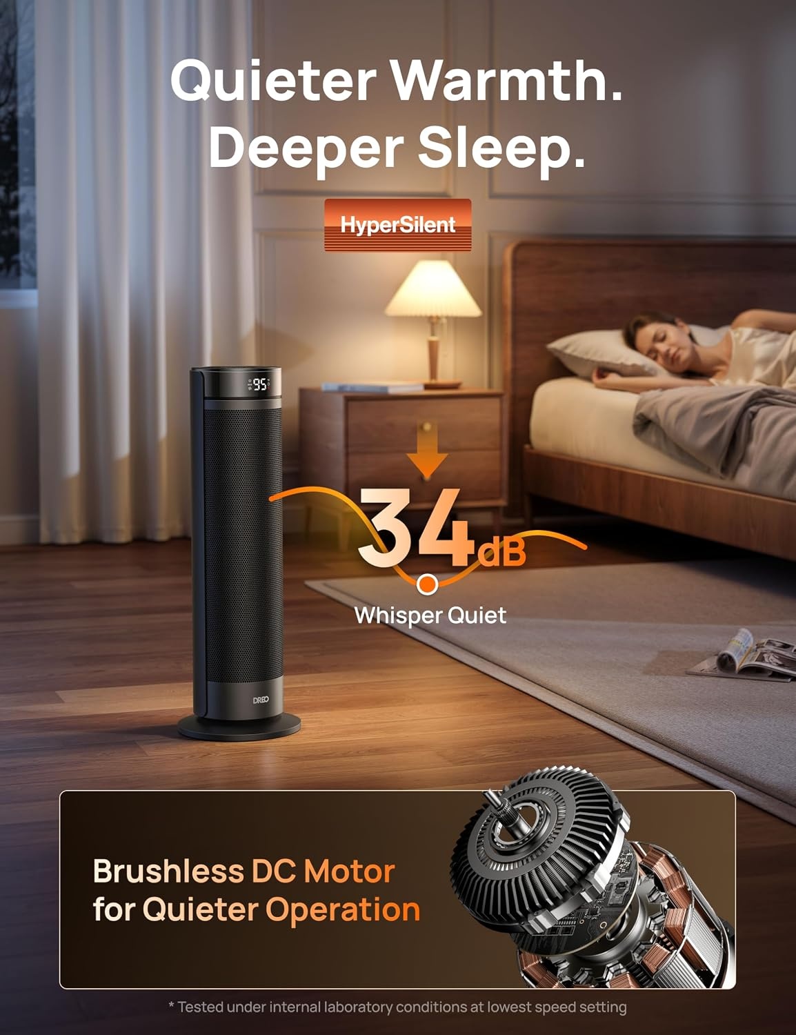 image:imageDREO Space Heater for Large Room 23 Inch Electric Heaters for Indoor Use 8 Safe Protection Tower 70 Oscillation PTC Ceramic with Thermostat and Remote Quiet 12H Timer Bedroom OfficeBlack