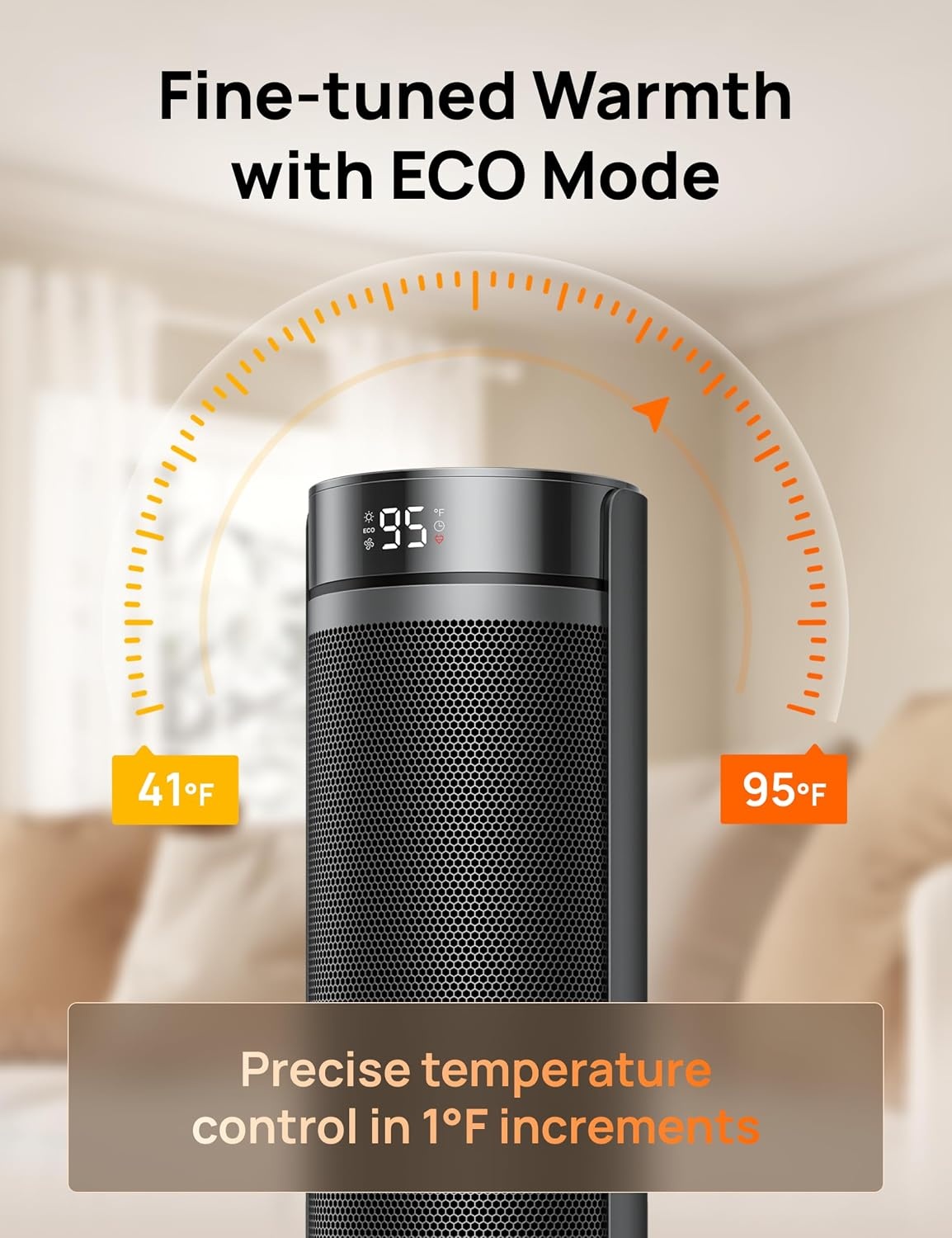 image:imageDREO Space Heater for Large Room 23 Inch Electric Heaters for Indoor Use 8 Safe Protection Tower 70 Oscillation PTC Ceramic with Thermostat and Remote Quiet 12H Timer Bedroom OfficeBlack