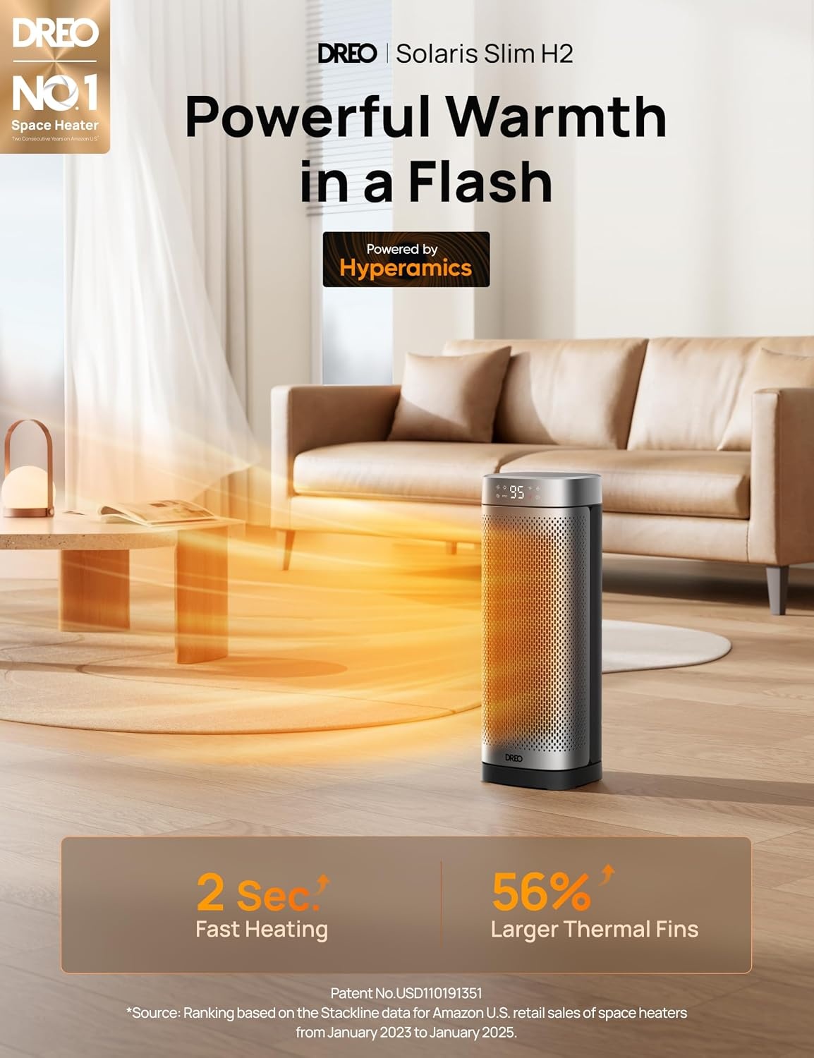 image:imageDREO Space Heaters for Indoor Use 16 Inch Fast Heating Portable Heaters with Remote 12H Timer 70 Oscillation Overheat Protection Safety Heat Large PTC Ceramic Electric for Bedroom Home OfficeSilver