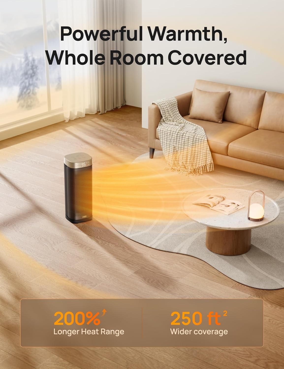 image:imageDREO Space Heaters for Indoor Use 16 Inch Fast Heating Portable Heaters with Remote 12H Timer 70 Oscillation Overheat Protection Safety Heat Large PTC Ceramic Electric for Bedroom Home OfficeGold
