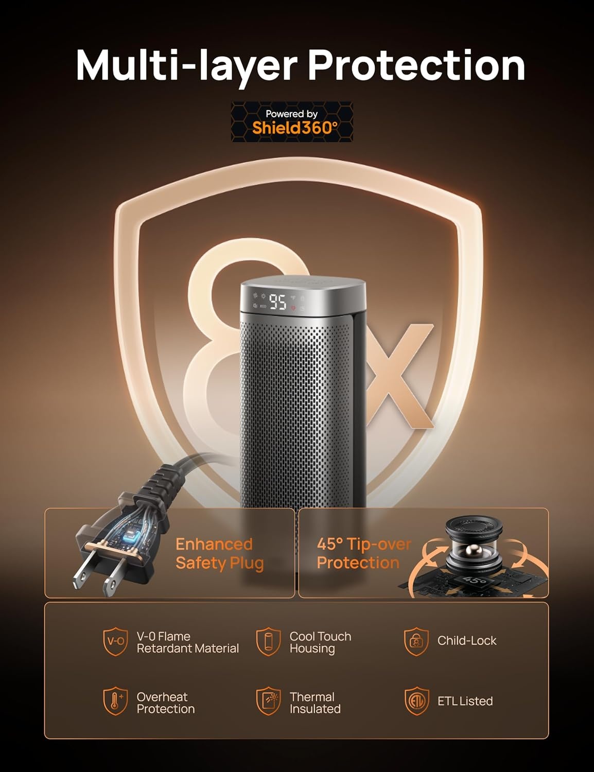 image:imageDREO Space Heaters for Indoor Use 16 Inch Fast Heating Portable Heaters with Remote 12H Timer 70 Oscillation Overheat Protection Safety Heat Large PTC Ceramic Electric for Bedroom Home OfficeSilver