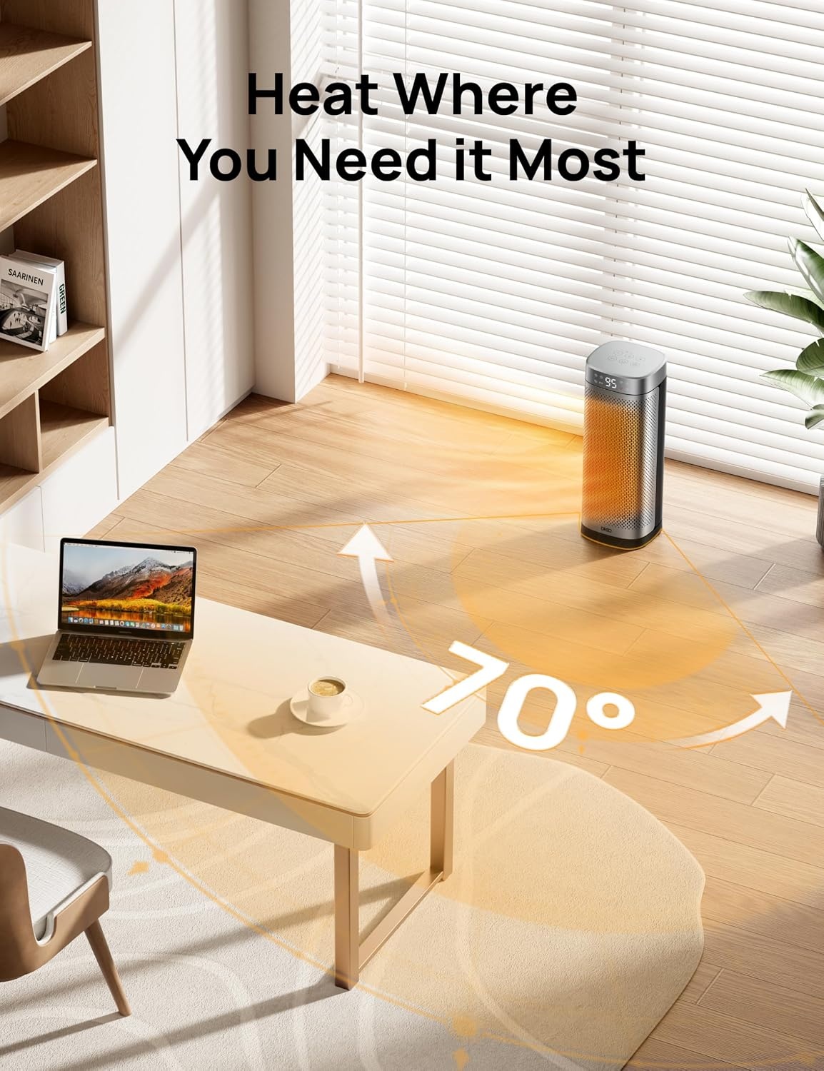image:imageDREO Space Heaters for Indoor Use 16 Inch Fast Heating Portable Heaters with Remote 12H Timer 70 Oscillation Overheat Protection Safety Heat Large PTC Ceramic Electric for Bedroom Home OfficeSilver